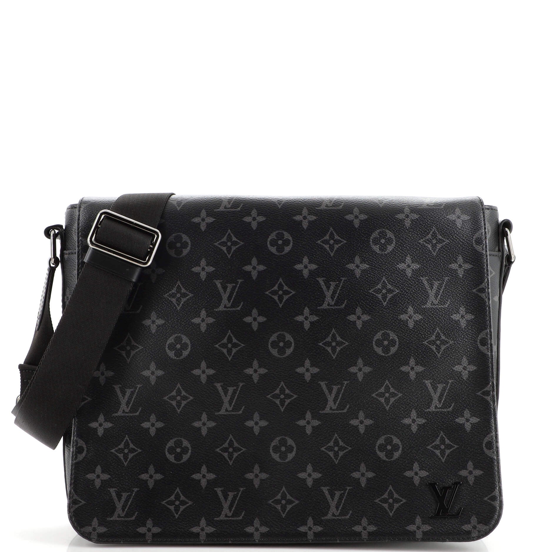 Louis Vuitton Sac Plat mm Monogram Eclipse Tote Shoulder Bag Black