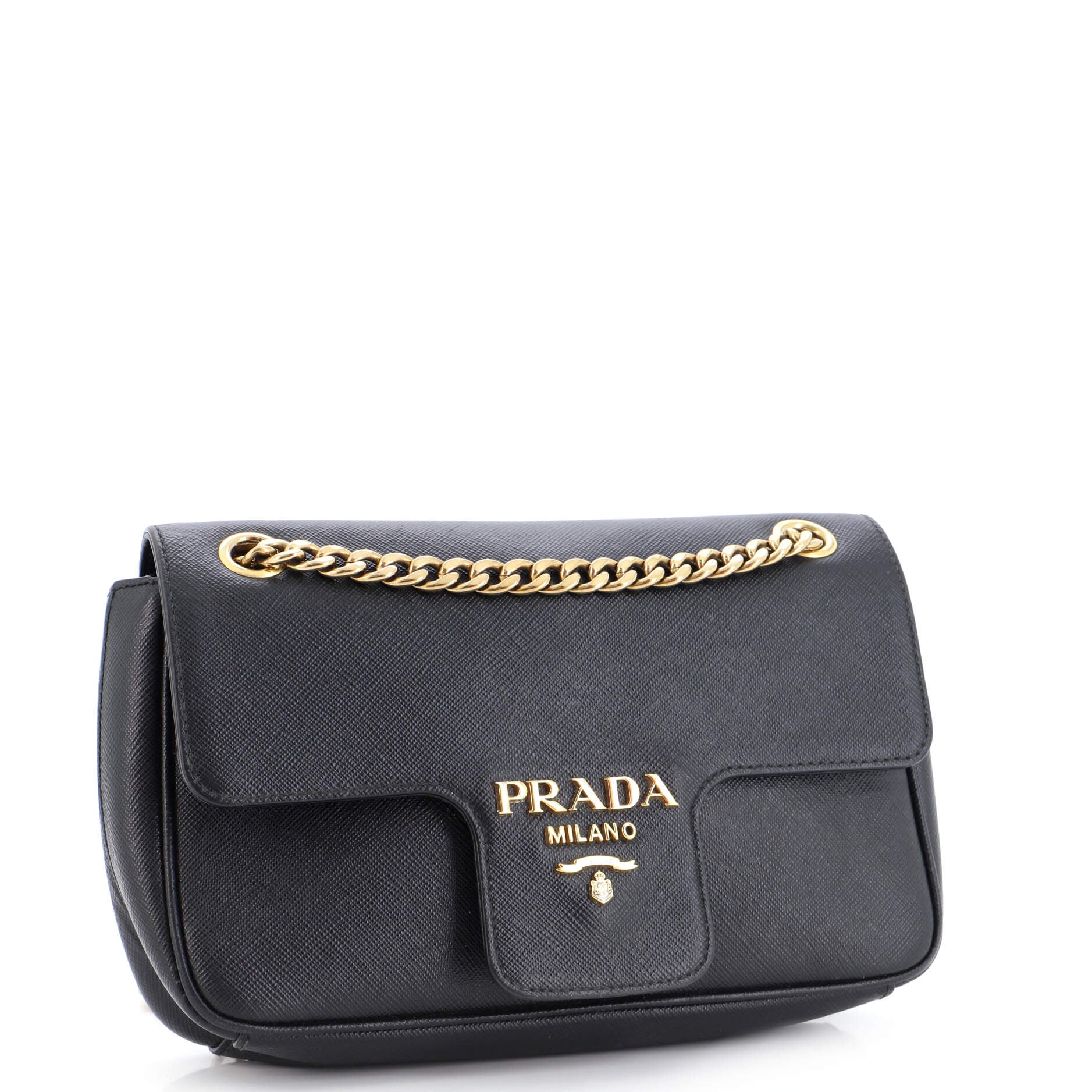 PRADA Pattina Flap Shoulder Bag Saffiano Leather Small