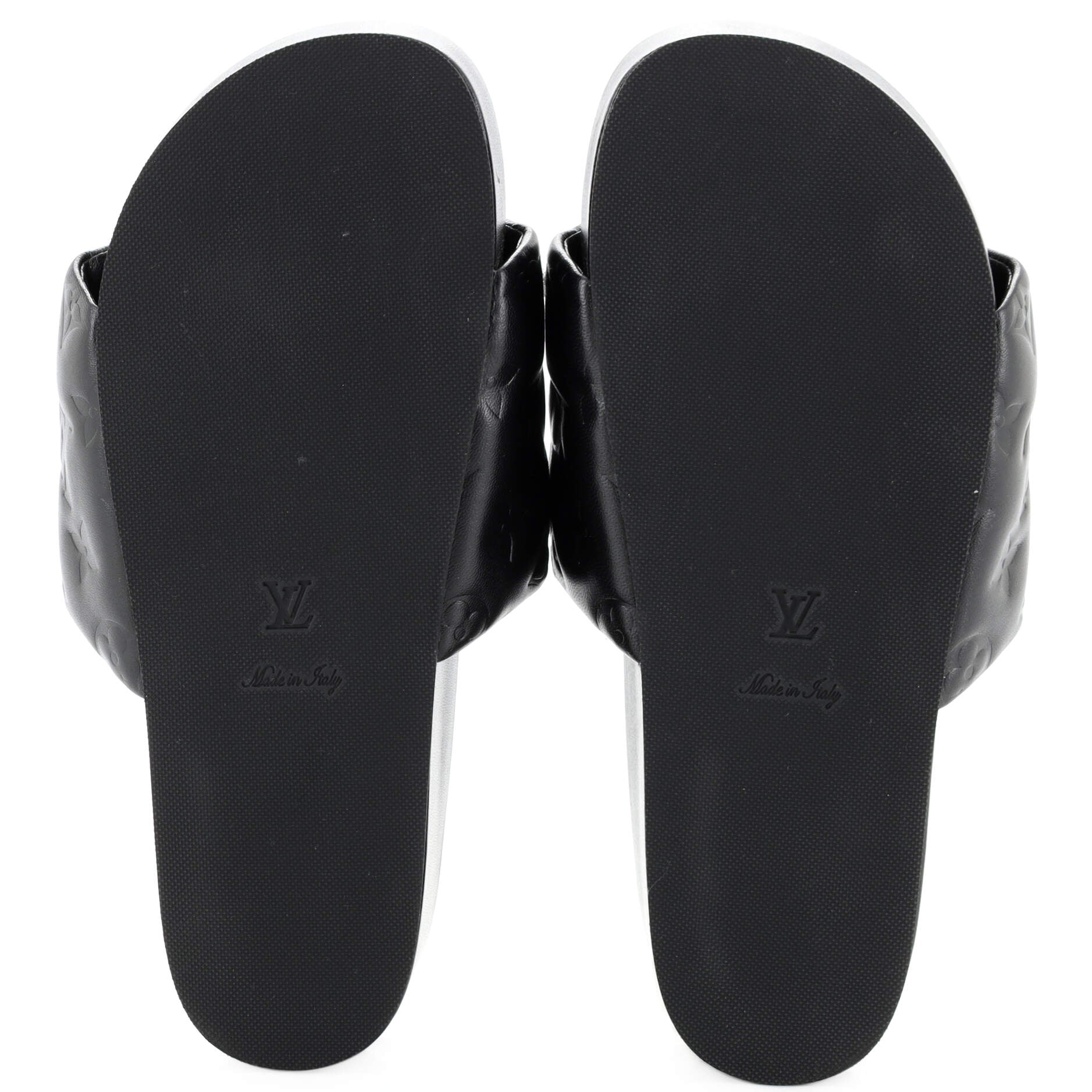 Louis Vuitton Women's Pool Pillow Comfort Mule Sandals Monogram Puffer  Lambskin Black 1729881