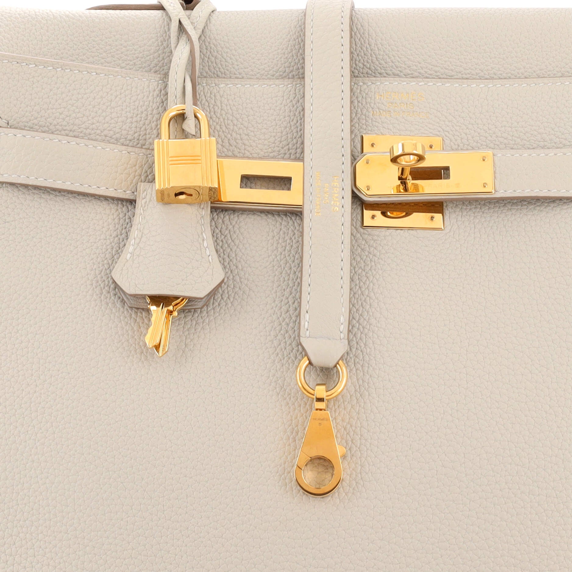 Hermes Kelly Handbag Bicolor Ostrich with Permabrass Hardware 28 Gray