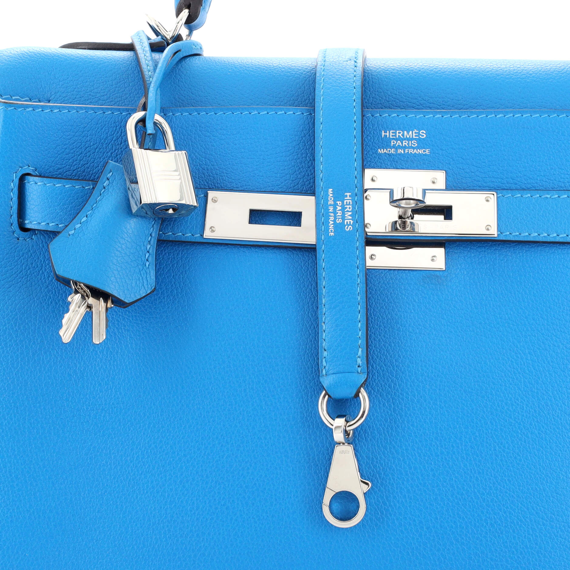 Hermes Bag Evelyne GM Blue Hydra Clemence Palladium Hardware New w