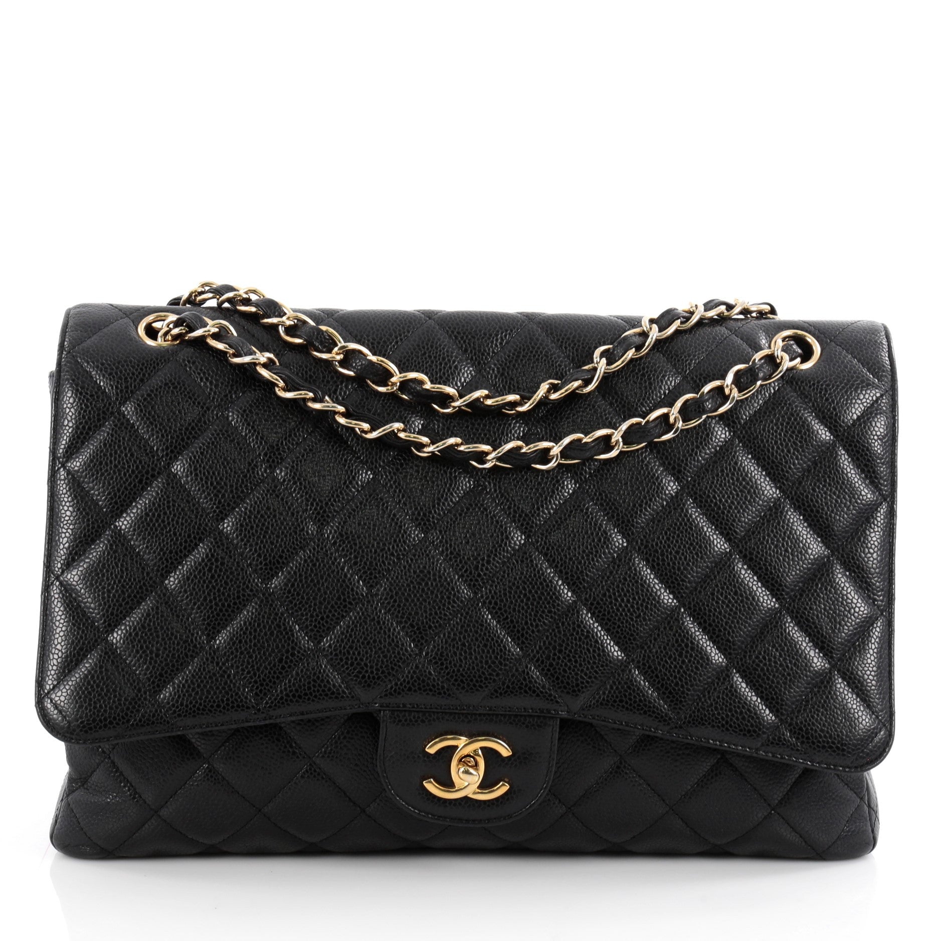 Chanel Black Quilted Patent Leather New Classic Double Flap Jumbo  Q6BAQP27K4008