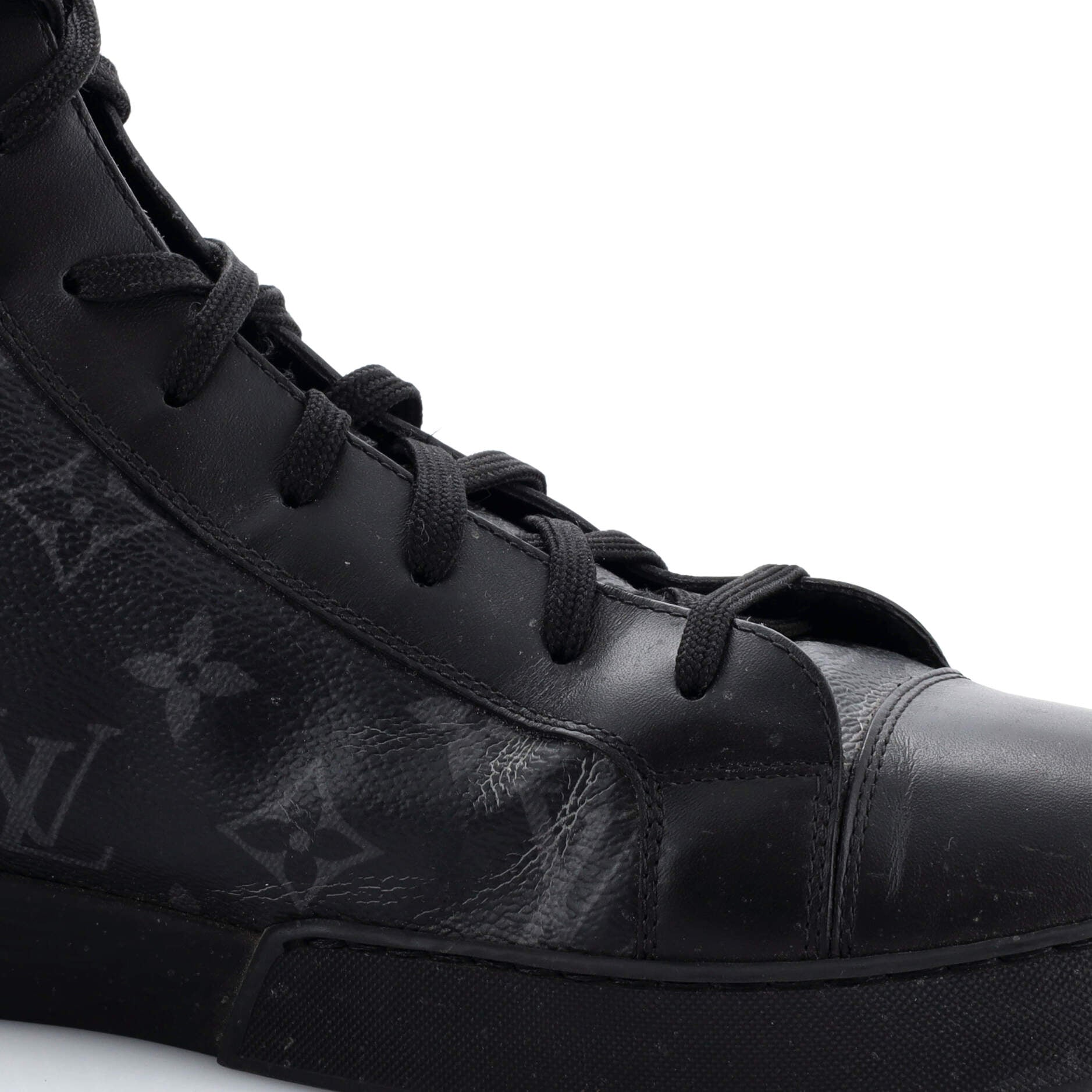 Louis Vuitton Black Monogram Canvas Match Up High Top Sneakers