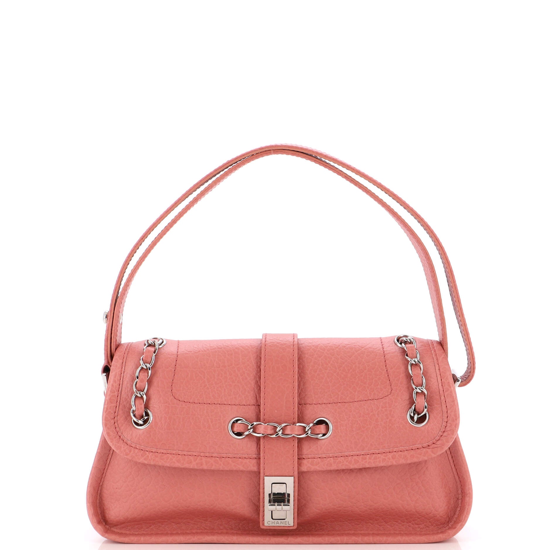Chanel Vintage Mademoiselle Lock Flap Bag Leather Small Pink