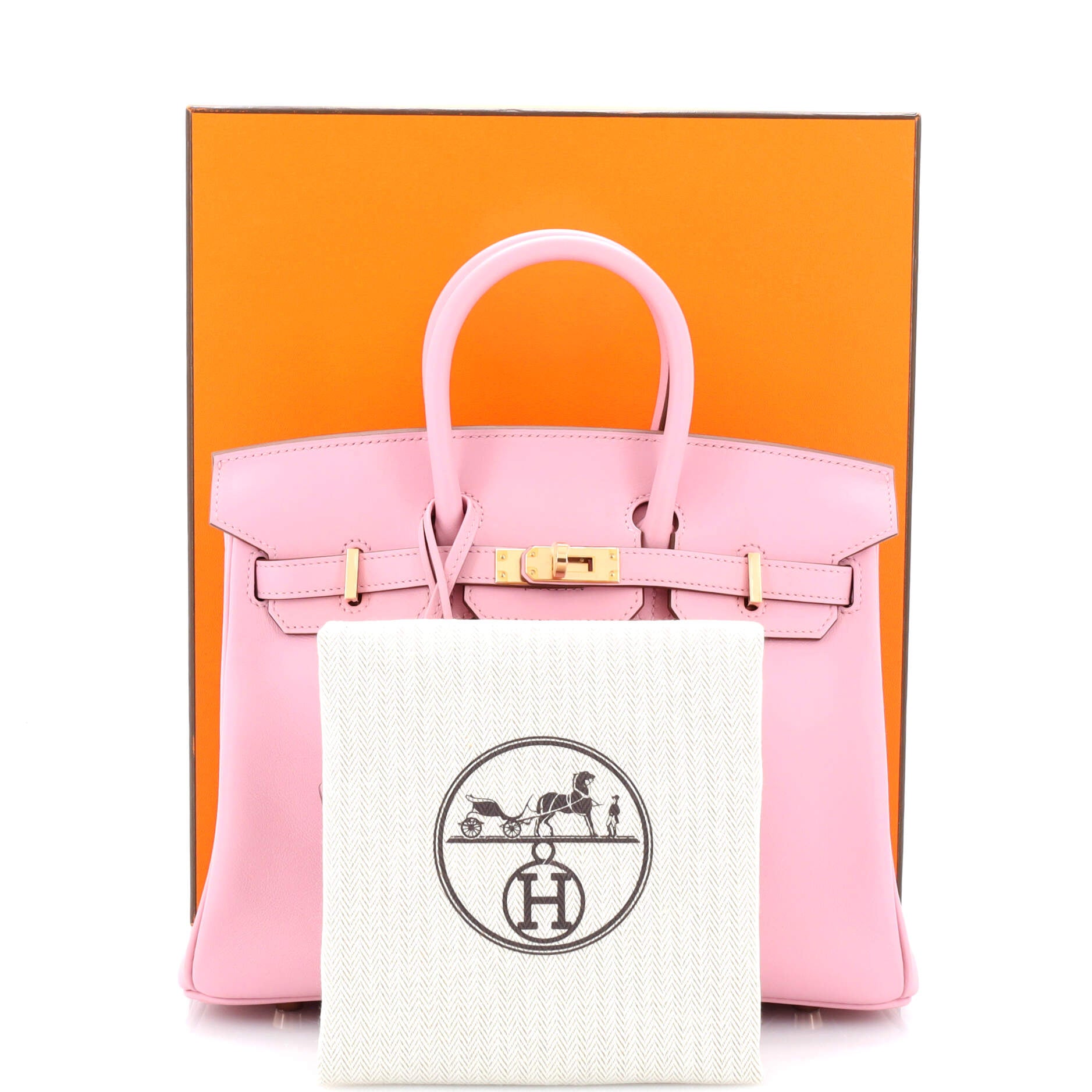 Hermes Birkin Handbag Mauve Sylvestre Swift with Rose Gold