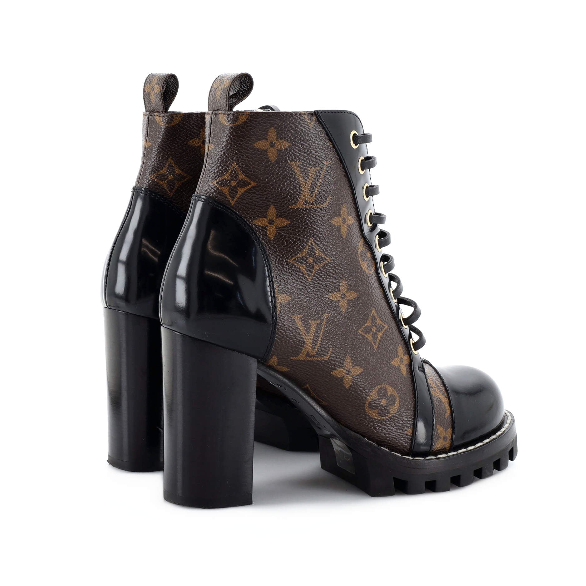 Louis Vuitton Black/Brown Leather and Monogram Canvas Star Trail Ankle Boots  Size 40 Louis Vuitton