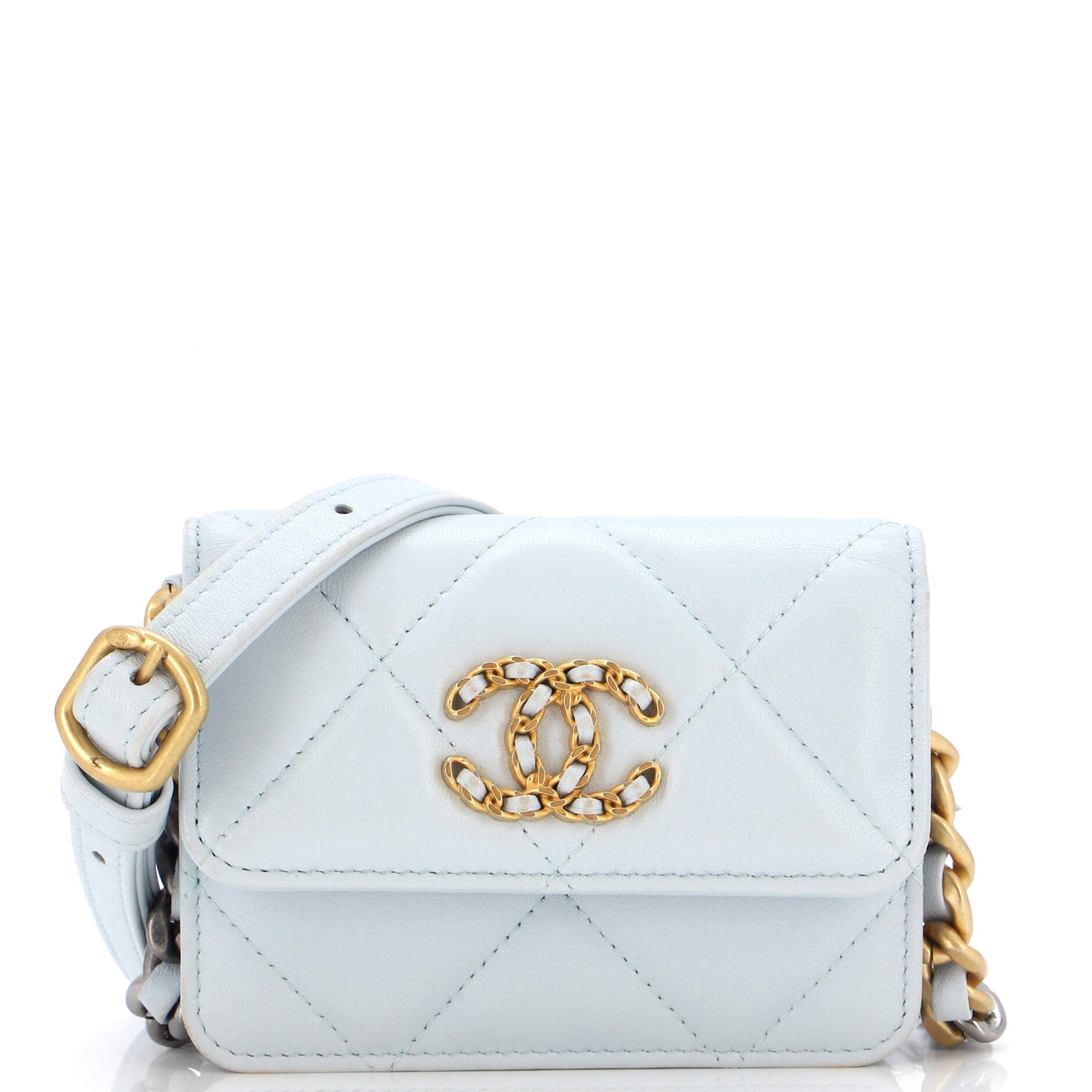 Chanel Silver Lambskin East West Classic 2.55 Shoulder Flap Bag