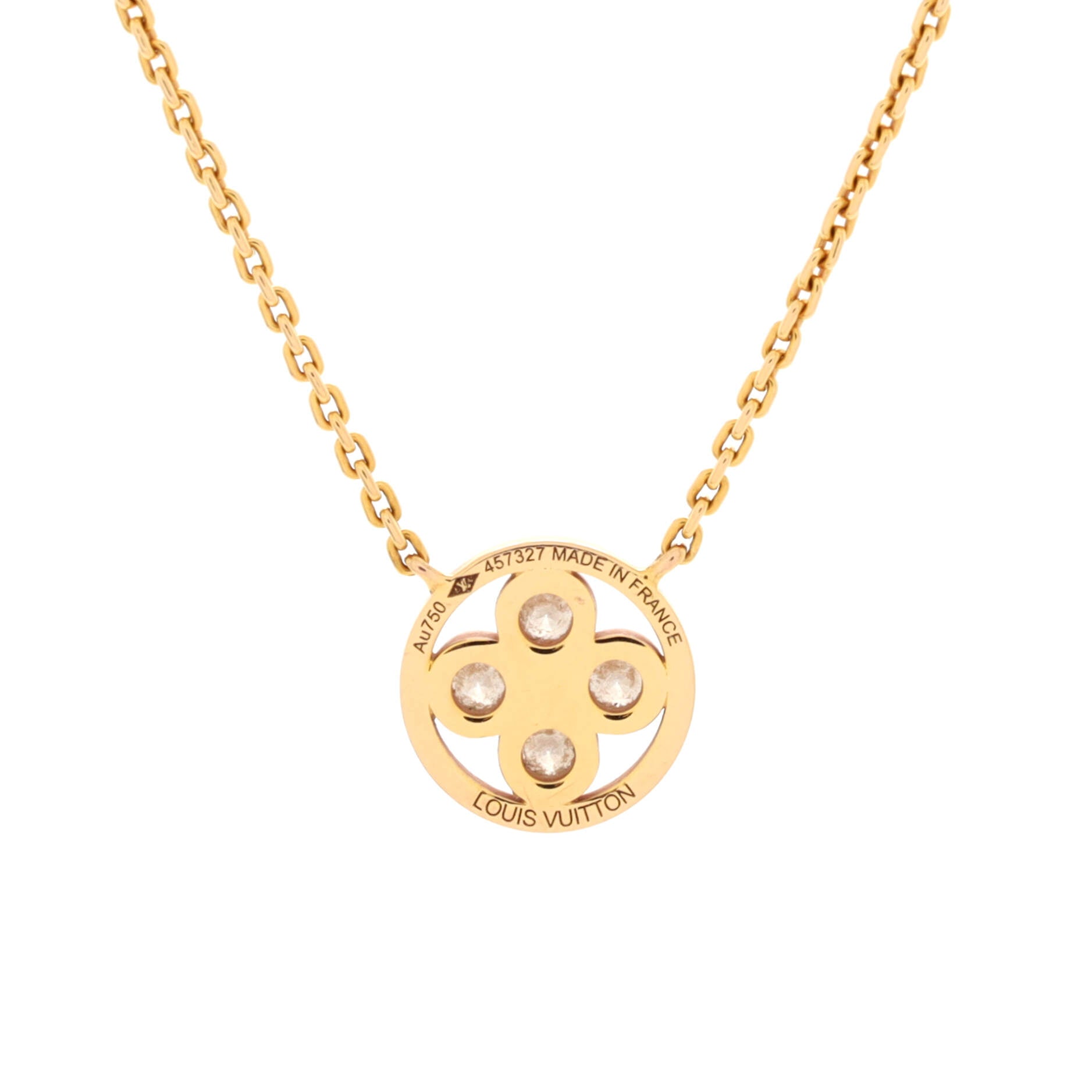 Louis Vuitton Monogram Sun Diamond 18K Rose Gold Pendant Necklace