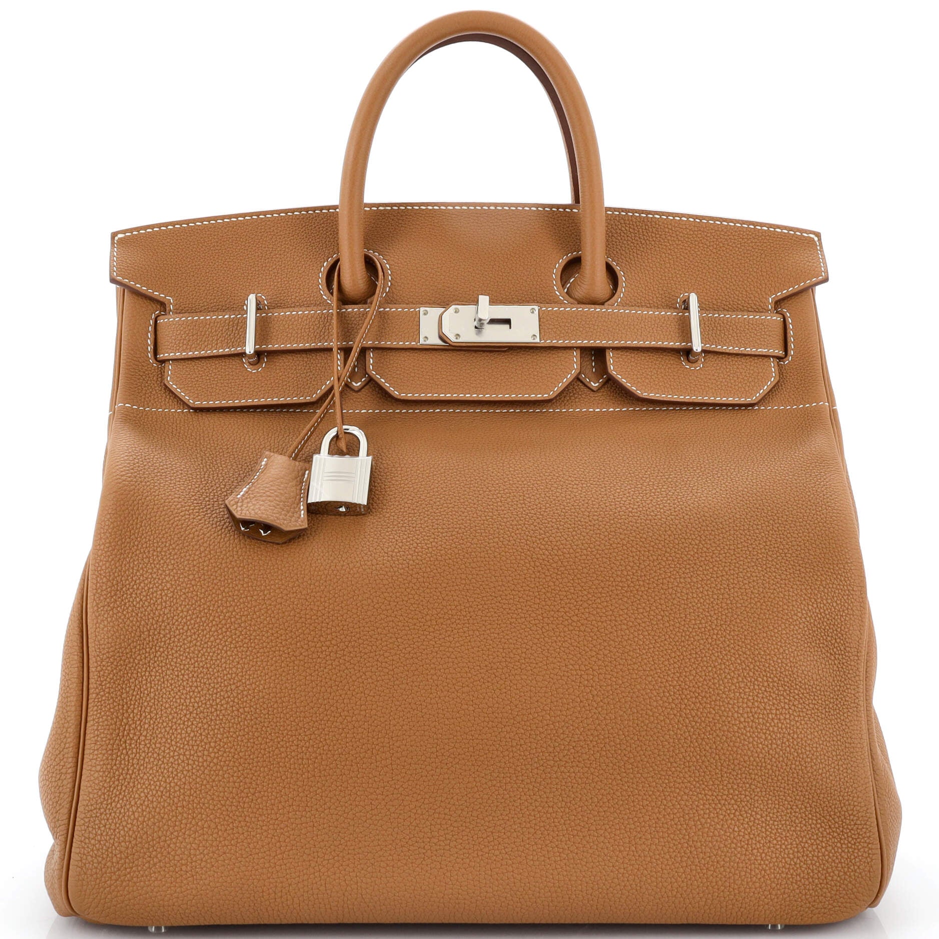 Hermes HAC Birkin Bag Toile and Brown Evercolor with Palladium Hardware 40  Brown 19900311