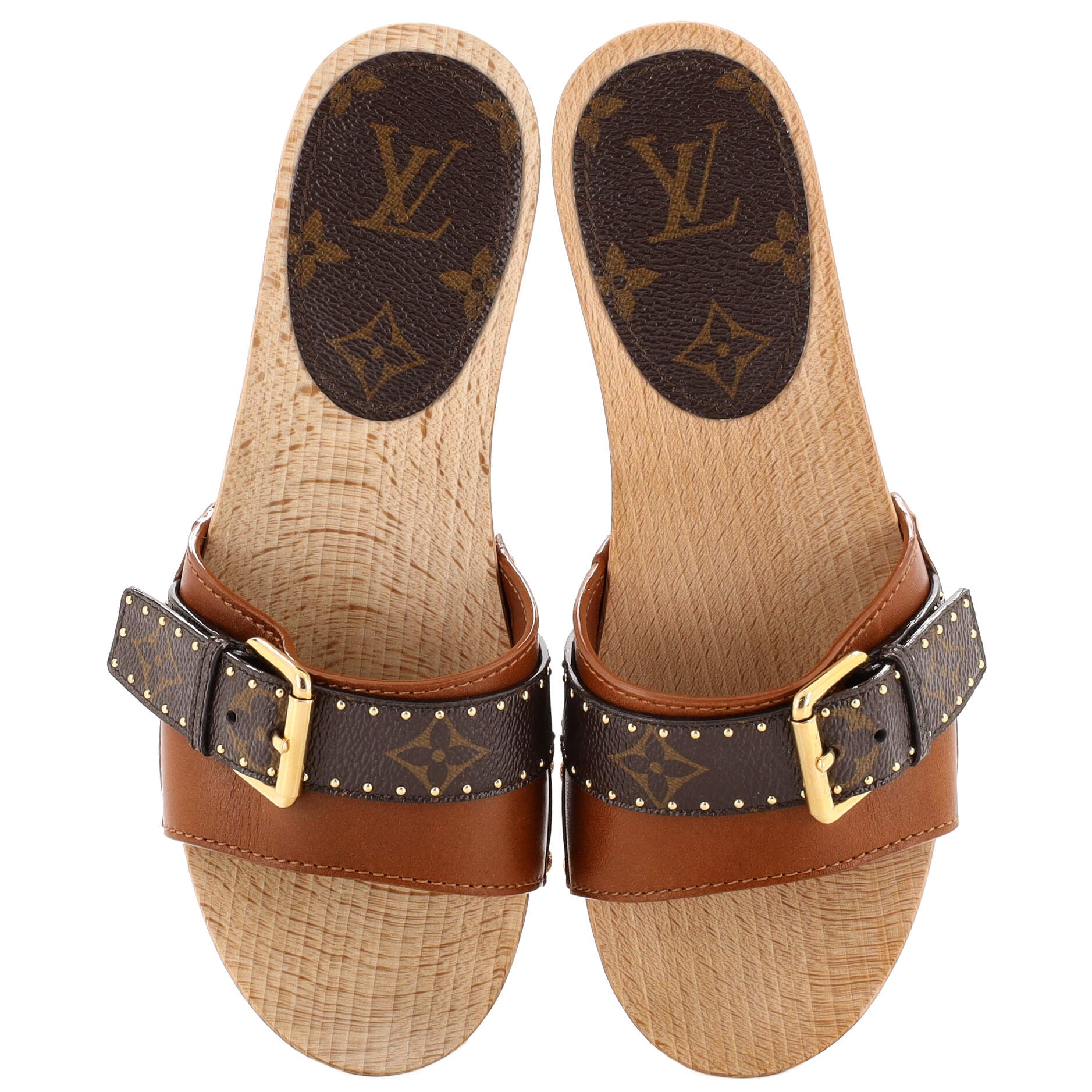 Louis Vuitton Women's Cottage Mules Leather with Monogram Canvas