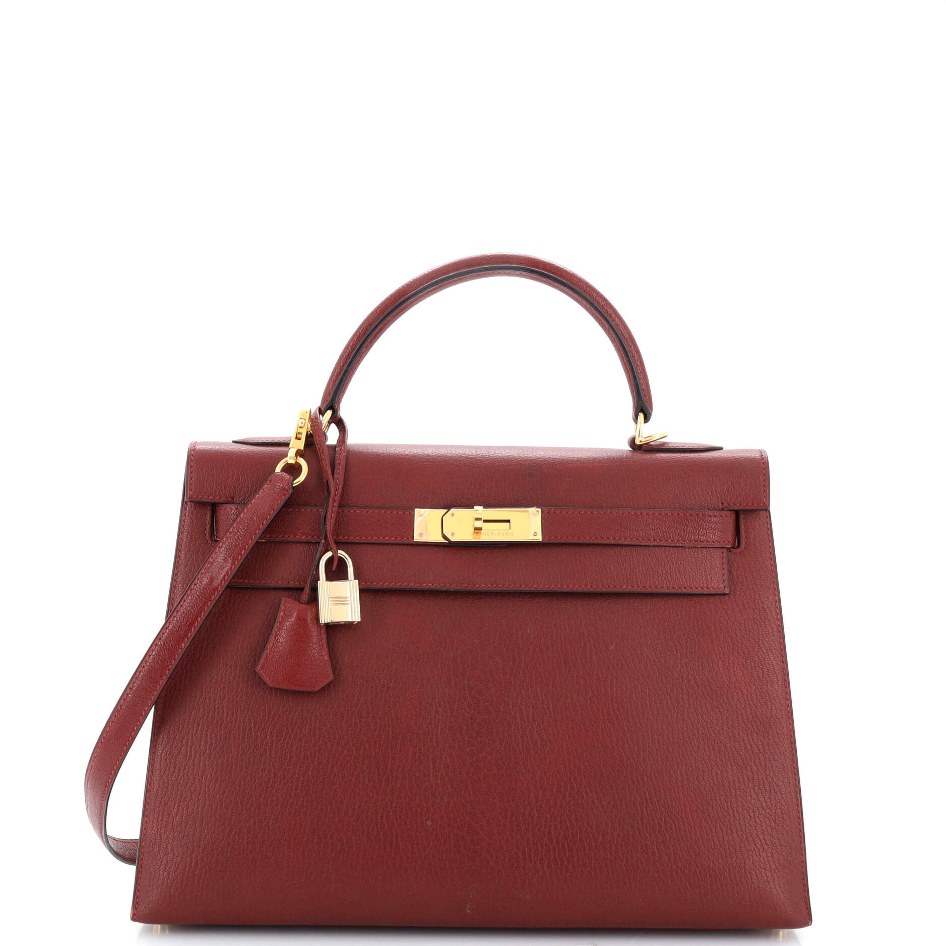 Hermes HAC Birkin Bag Rouge H Courchevel with Gold Hardware 32 Red