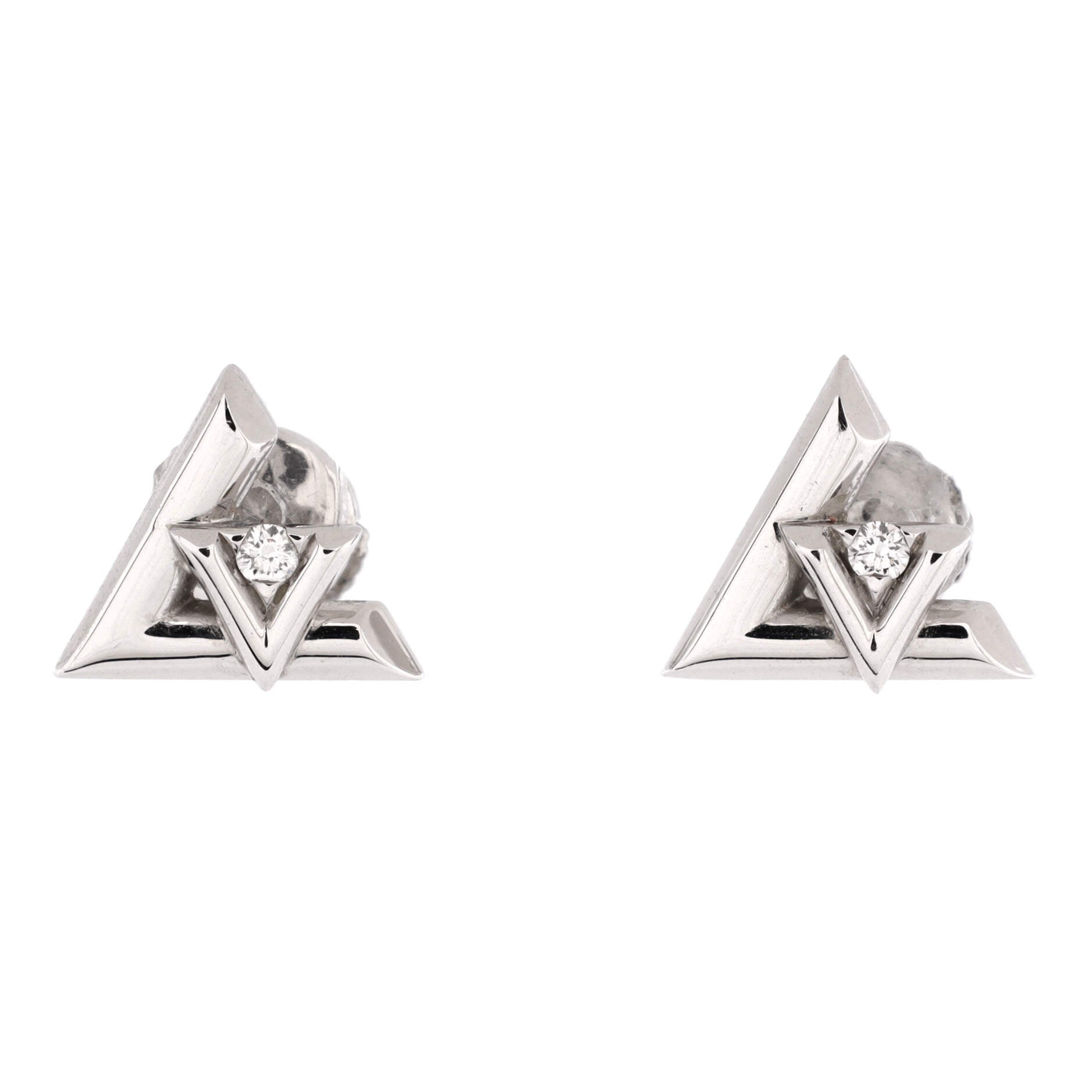 Louis Vuitton Pre-owned 18kt White Gold dentelle Diamond Drop Earrings - Silver