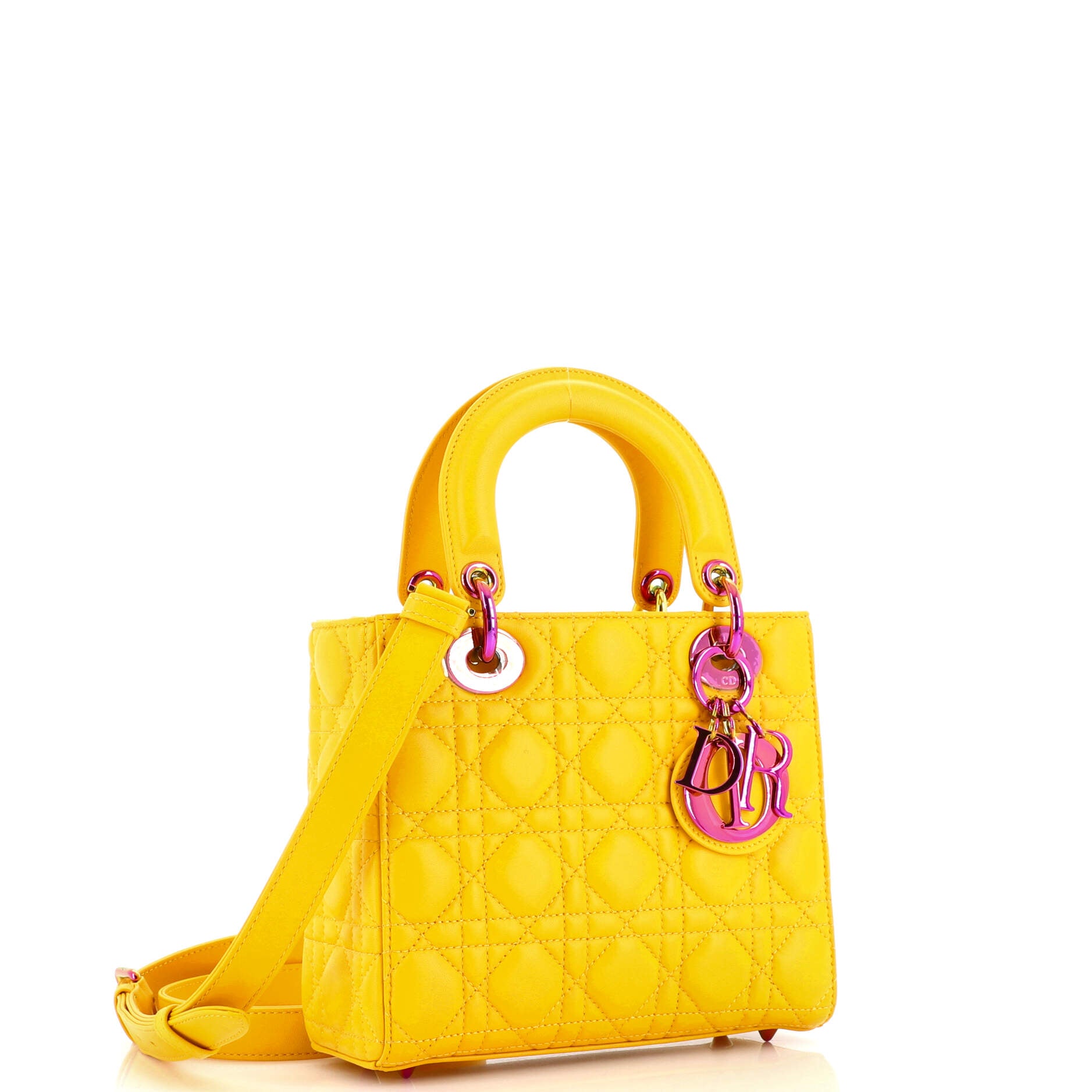 Mini Lady Dior Bag Yellow Patent Cannage Calfskin