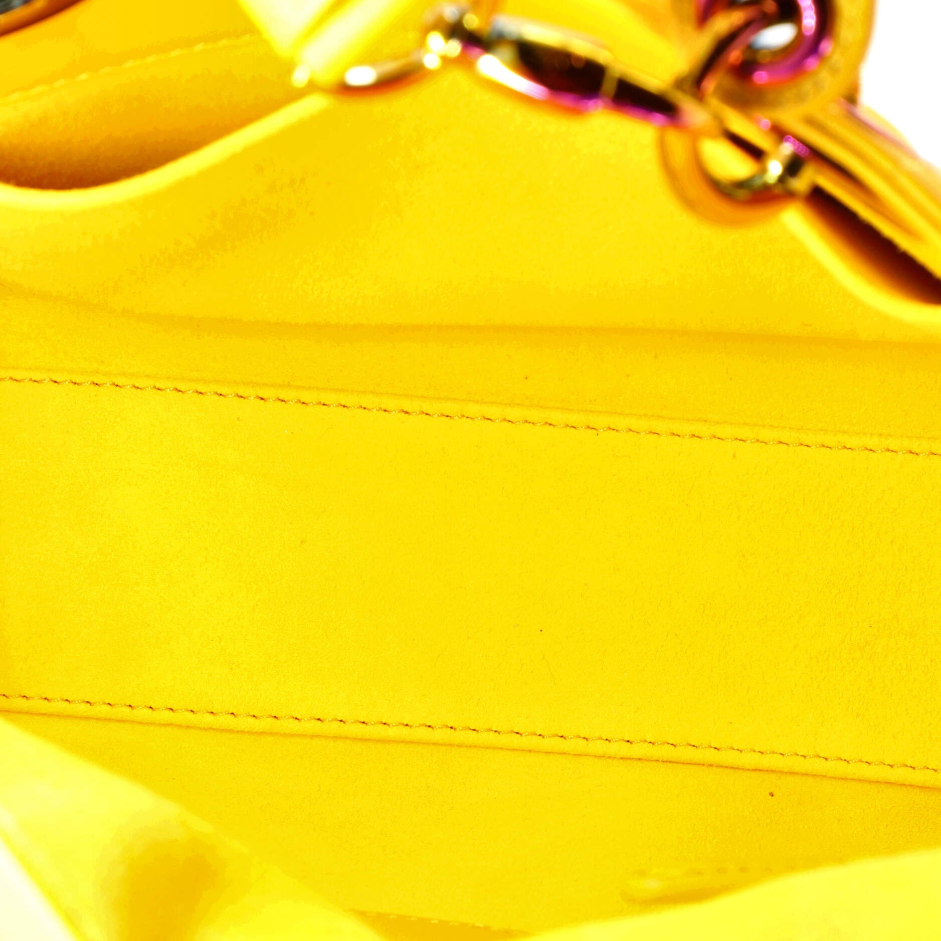 Dior Yellow Cannage Leather Mini Chain Lady Dior Tote For Sale at