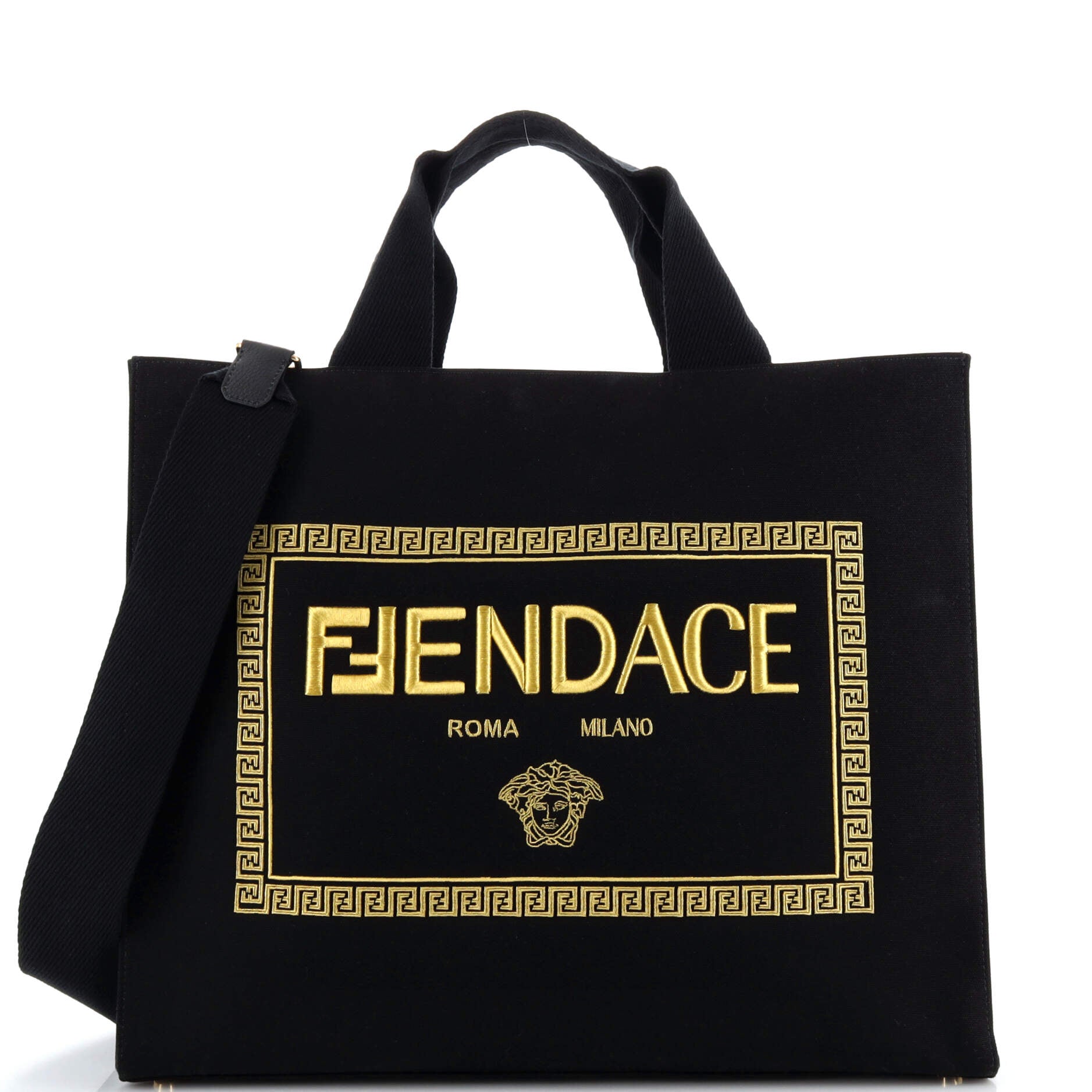 Fendi - Beige & Black Canvas Fendi Roma Shopper