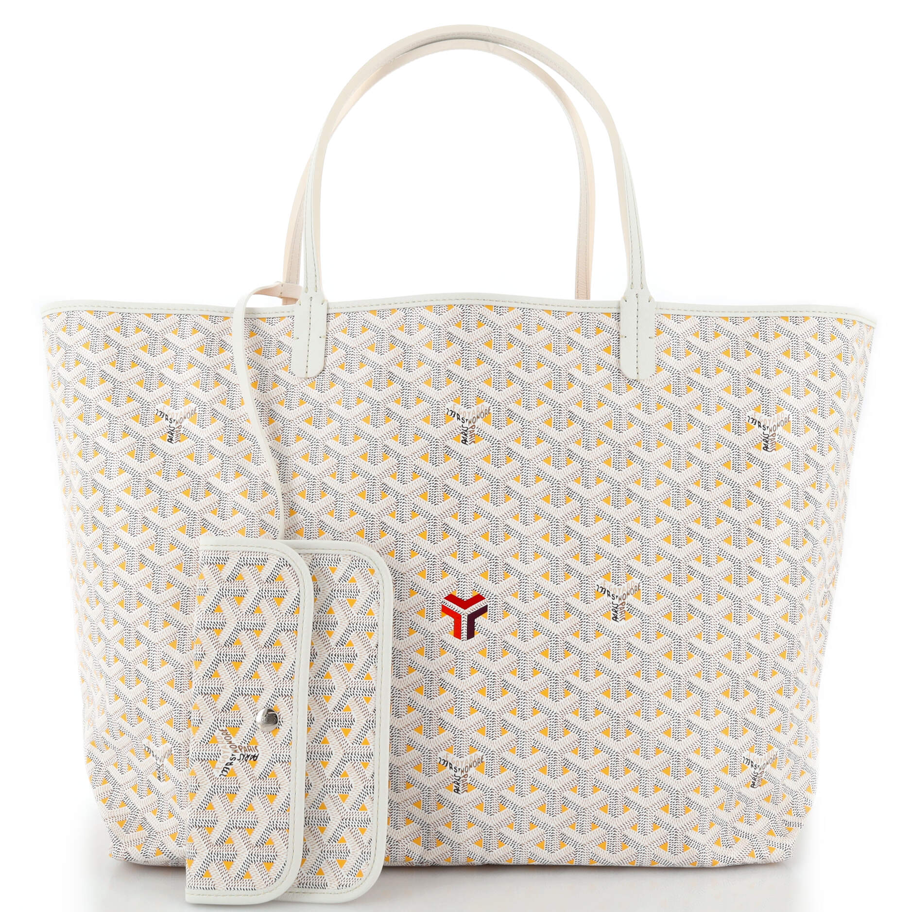 Goyard Saint Louis Tote Claire voie Coated Canvas GM White