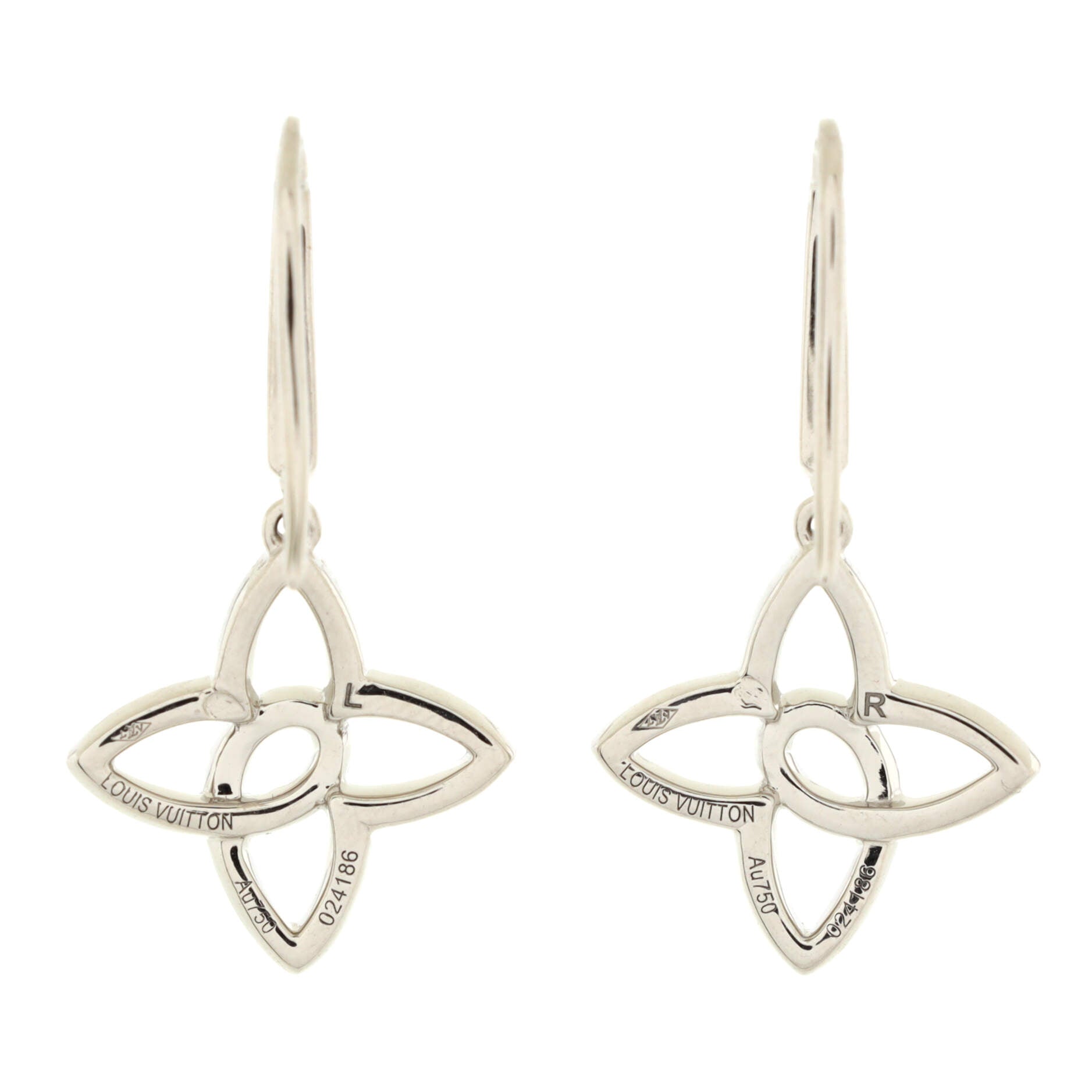 Pre-owned Louis Vuitton Star Blossom White Gold Earrings In Silver