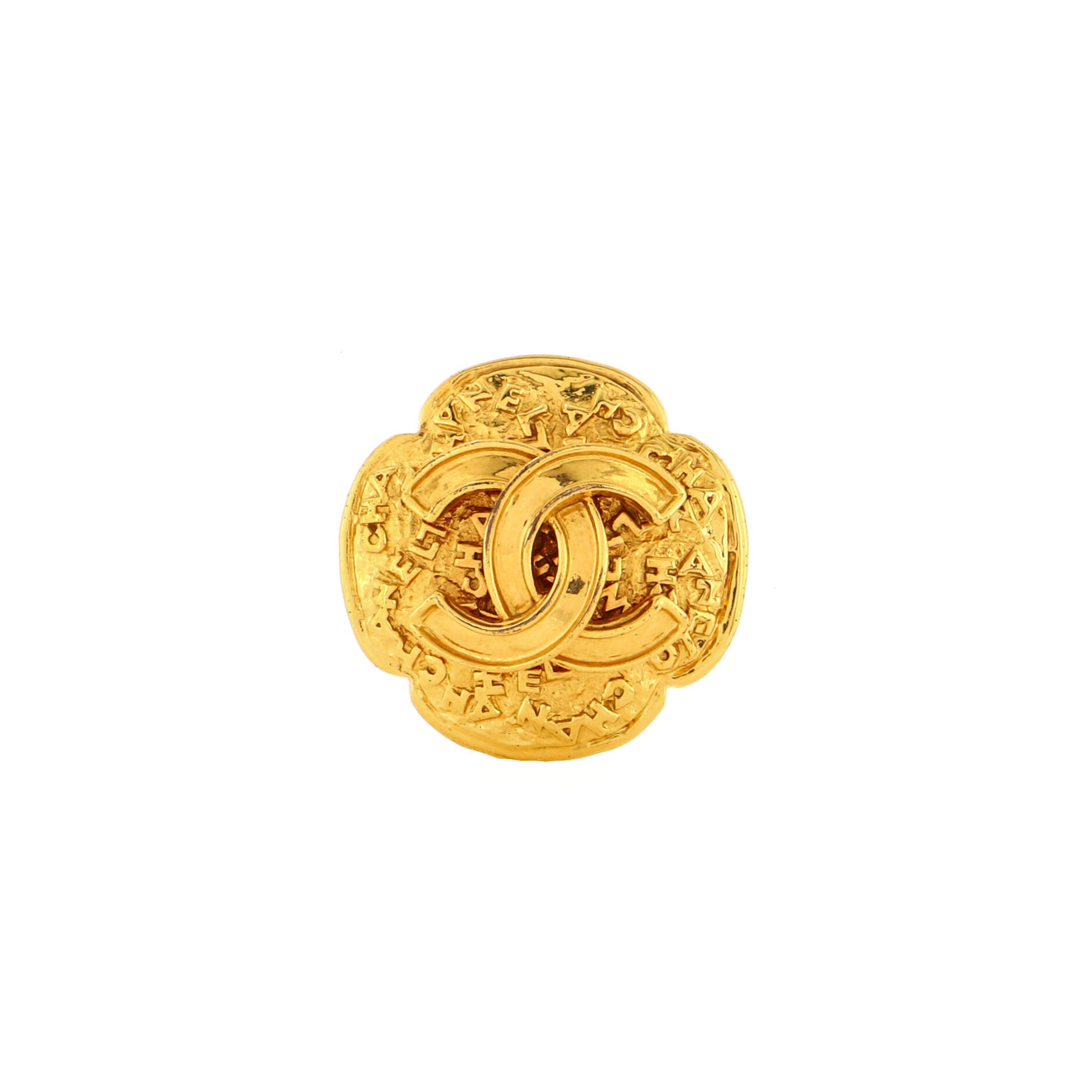 Chanel Vintage Chain Textured CC Logo Brooch