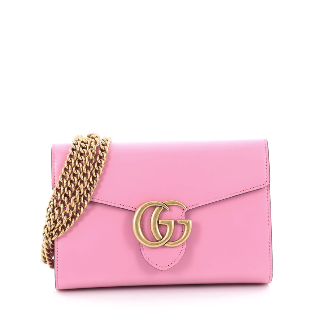 Buy Gucci GG Marmont Chain Wallet Leather Mini Pink 2169202 – Rebag