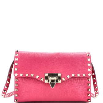haj svejsning Forberedelse Valentino Garavani Rockstud Flip Lock Flap Bag Leather Medium Pink 2170041