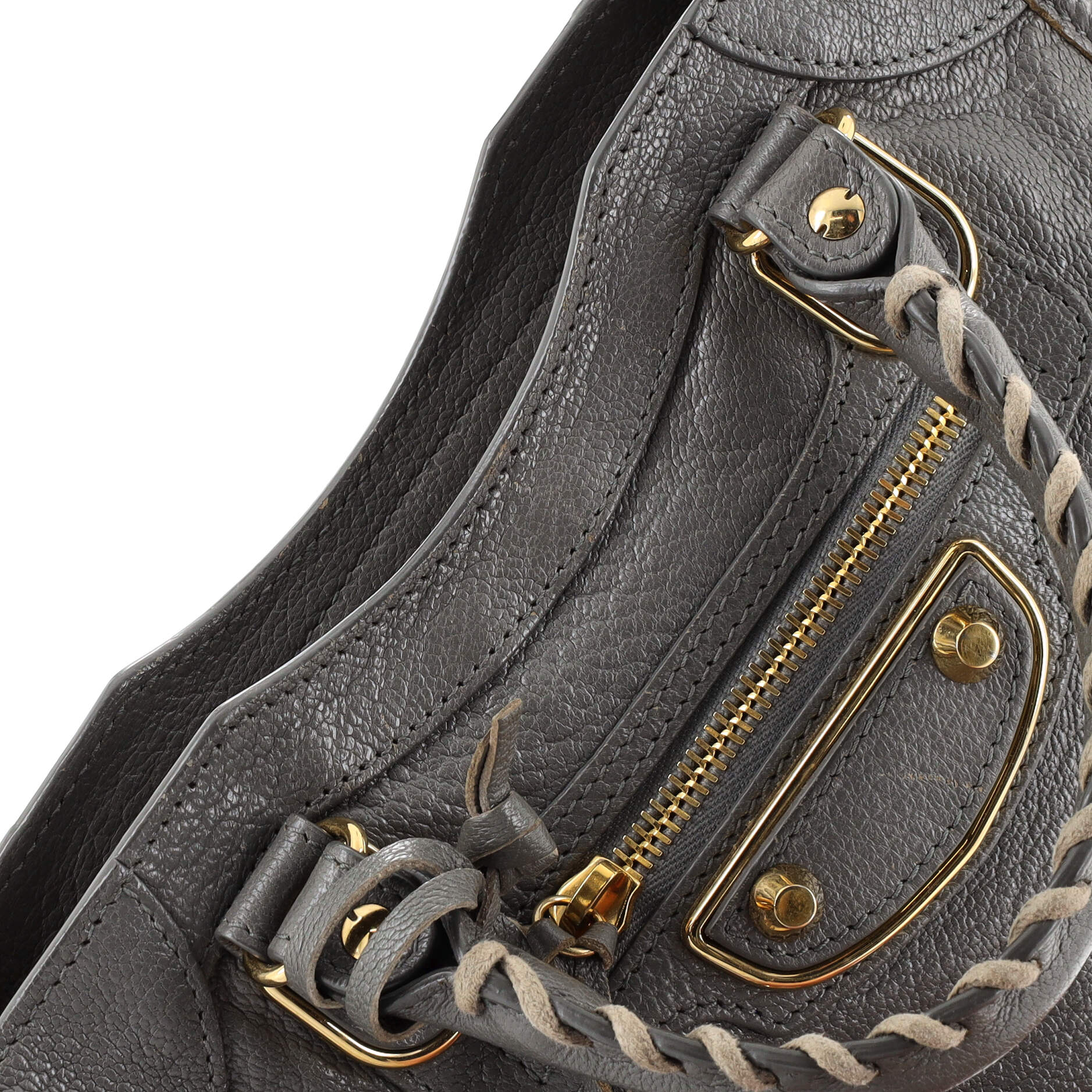Balenciaga Black Croc Embossed Leather Mini Classic Metallic Edge City Tote