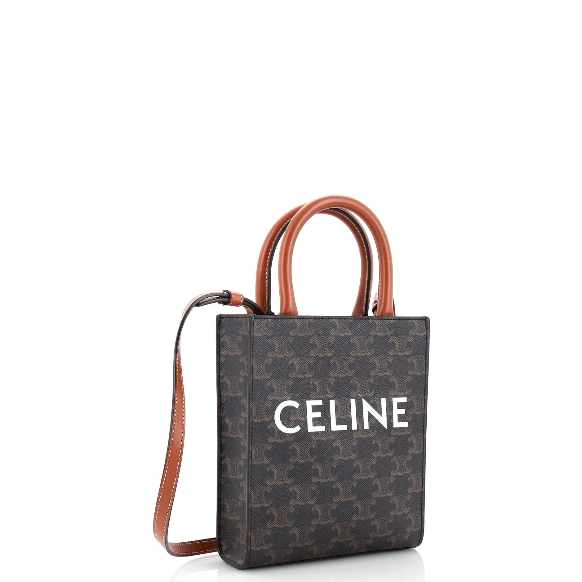 CELINE Vertical Cabas Tote Triomphe Coated Canvas Mini