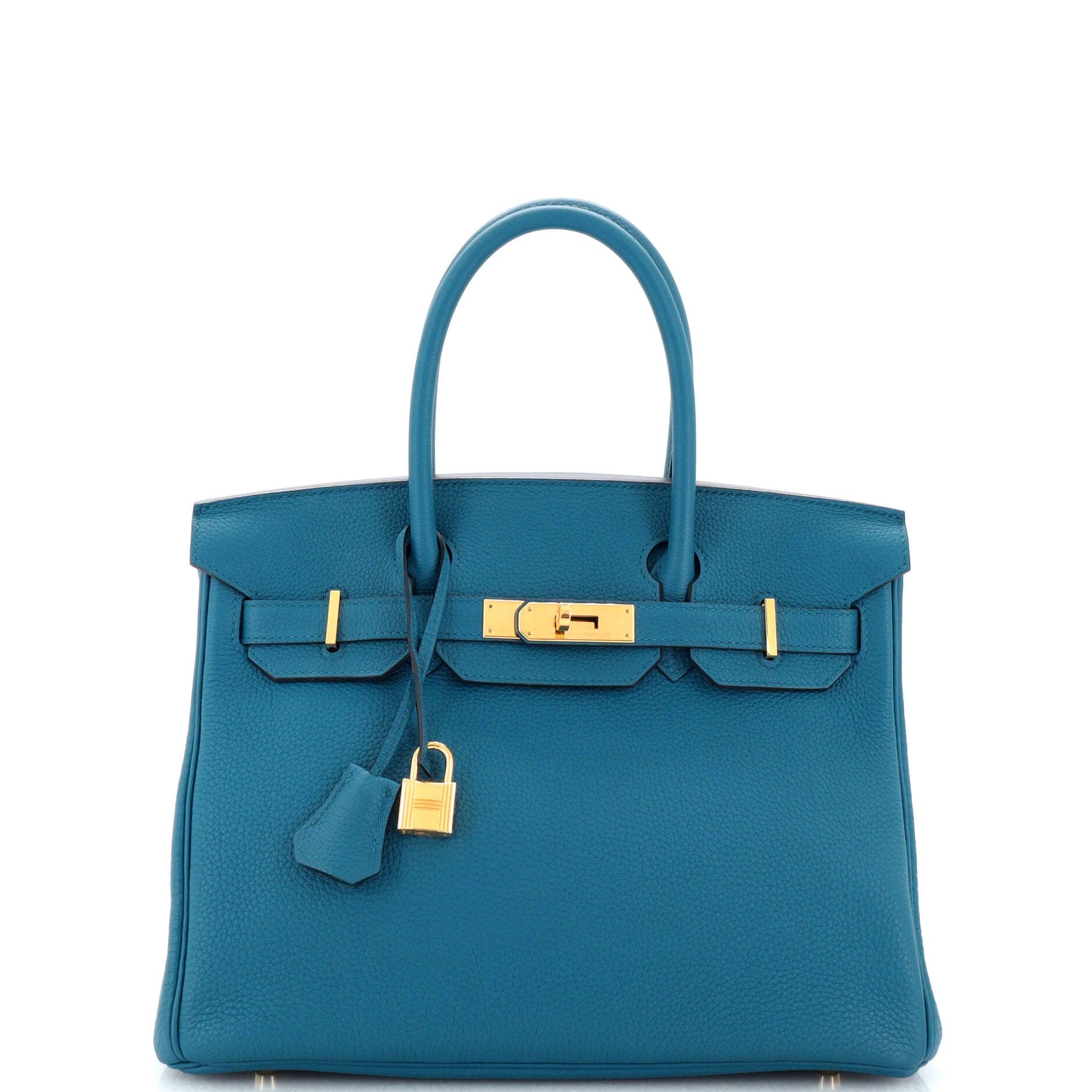 Hermes Birkin Handbag Bleu Atoll Togo with Gold Hardware 30 Blue