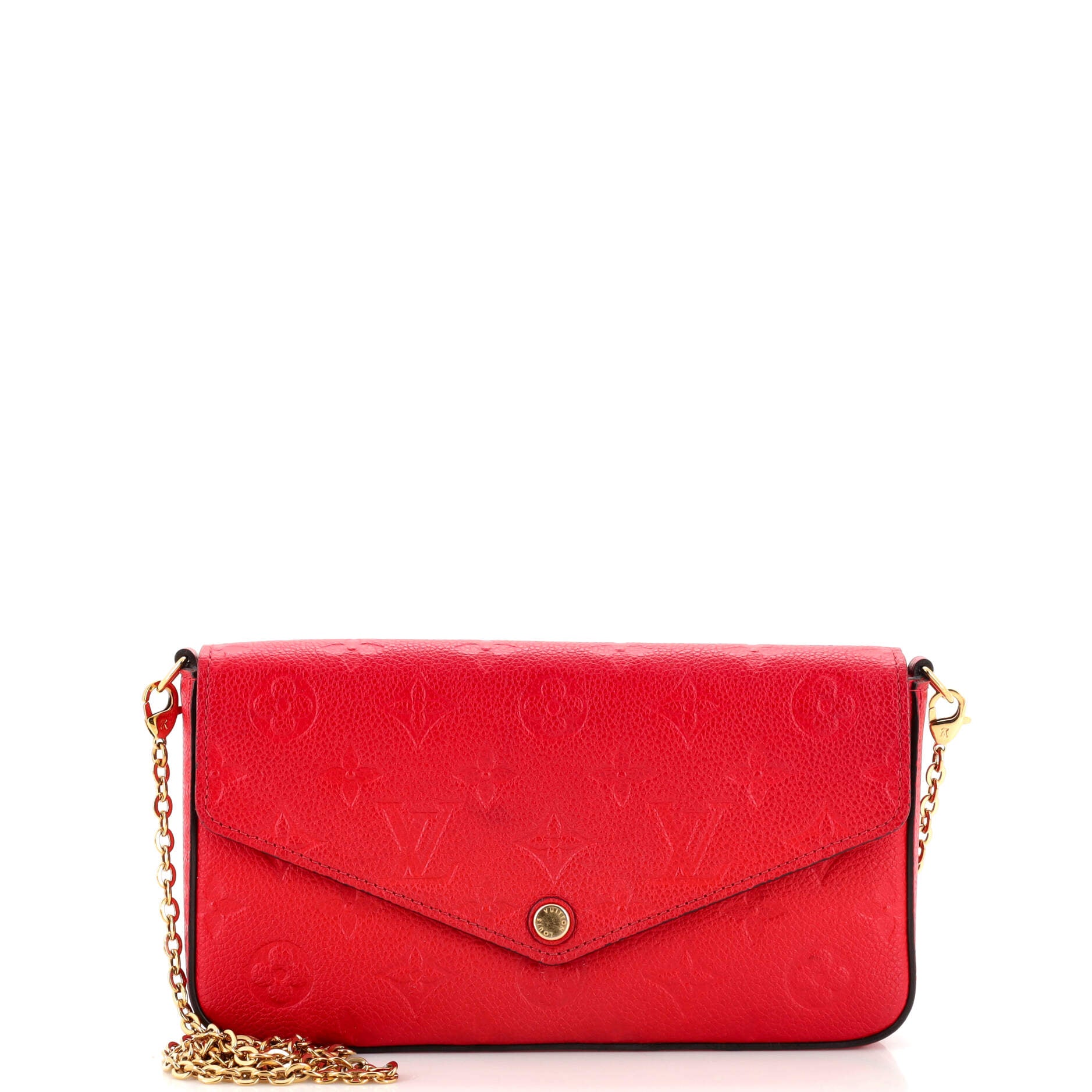 LOUIS VUITTON Pochette Felicie Empreinte Leather Crossbody Bag Red