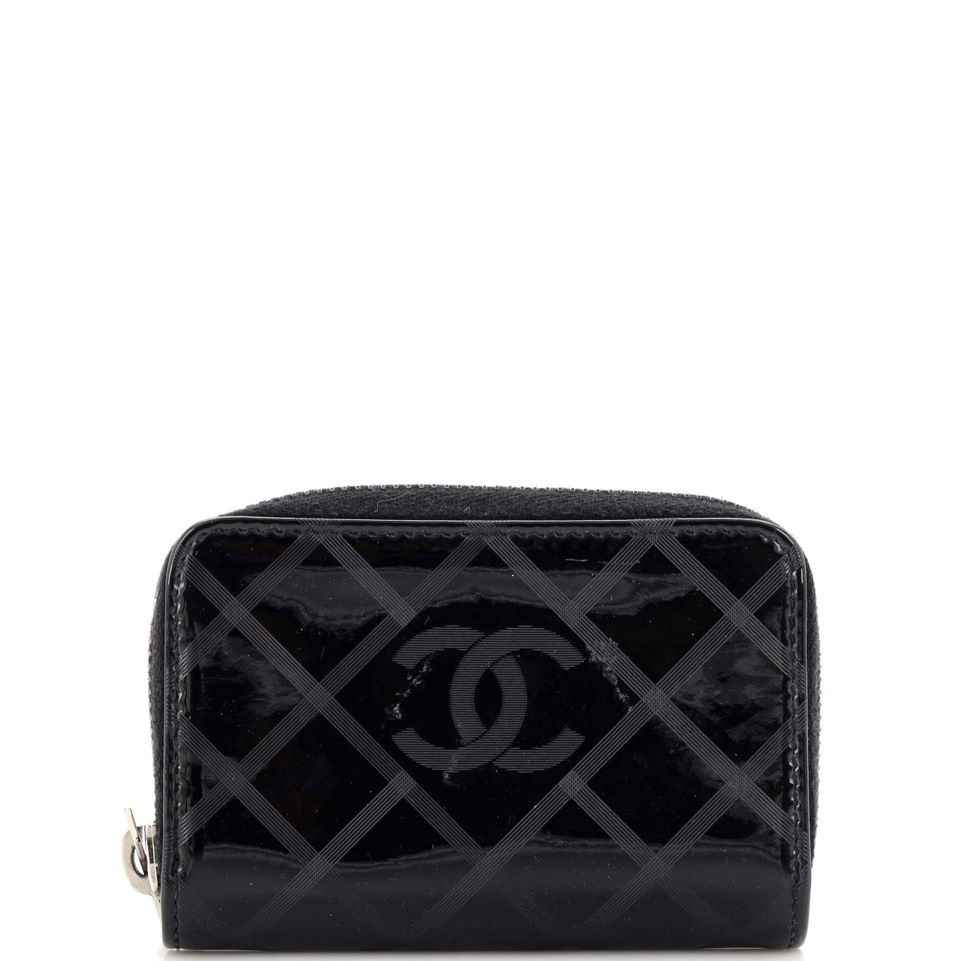 Chanel Metallic Pearly Green Quilted Caviar Zip Around Card Holder