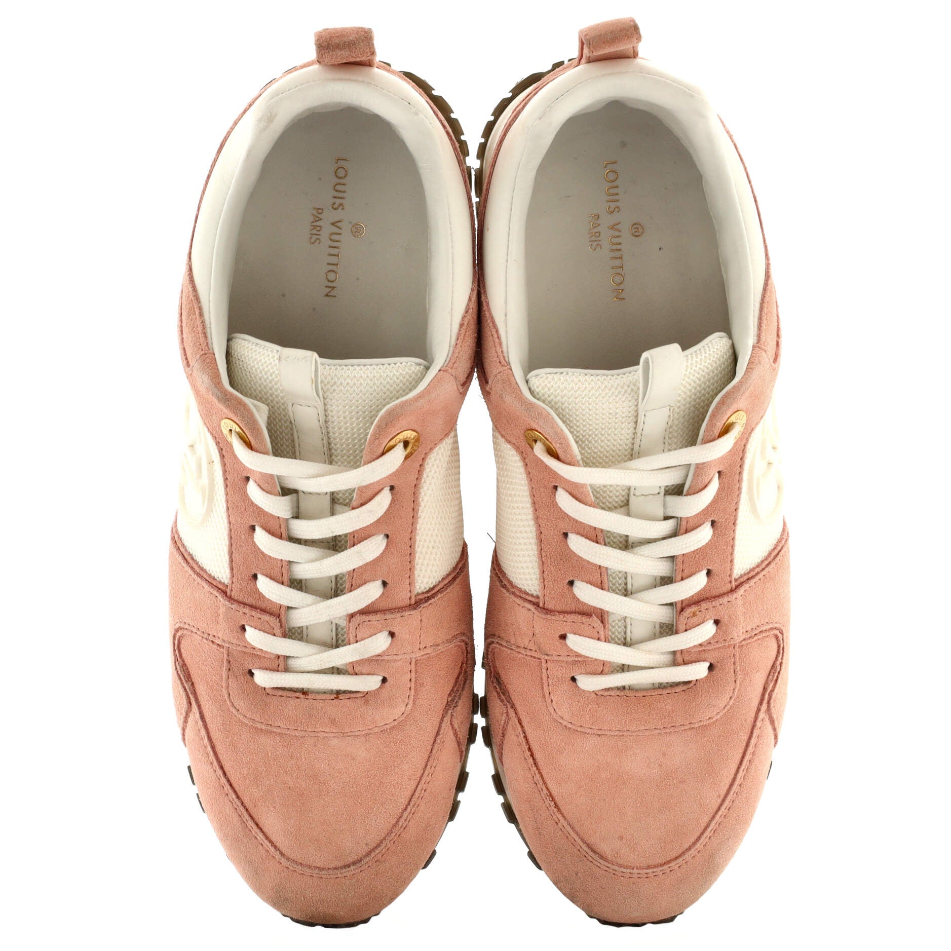 Louis Vuitton Pink/White Mesh And Suede Run Away Low Top Sneakers