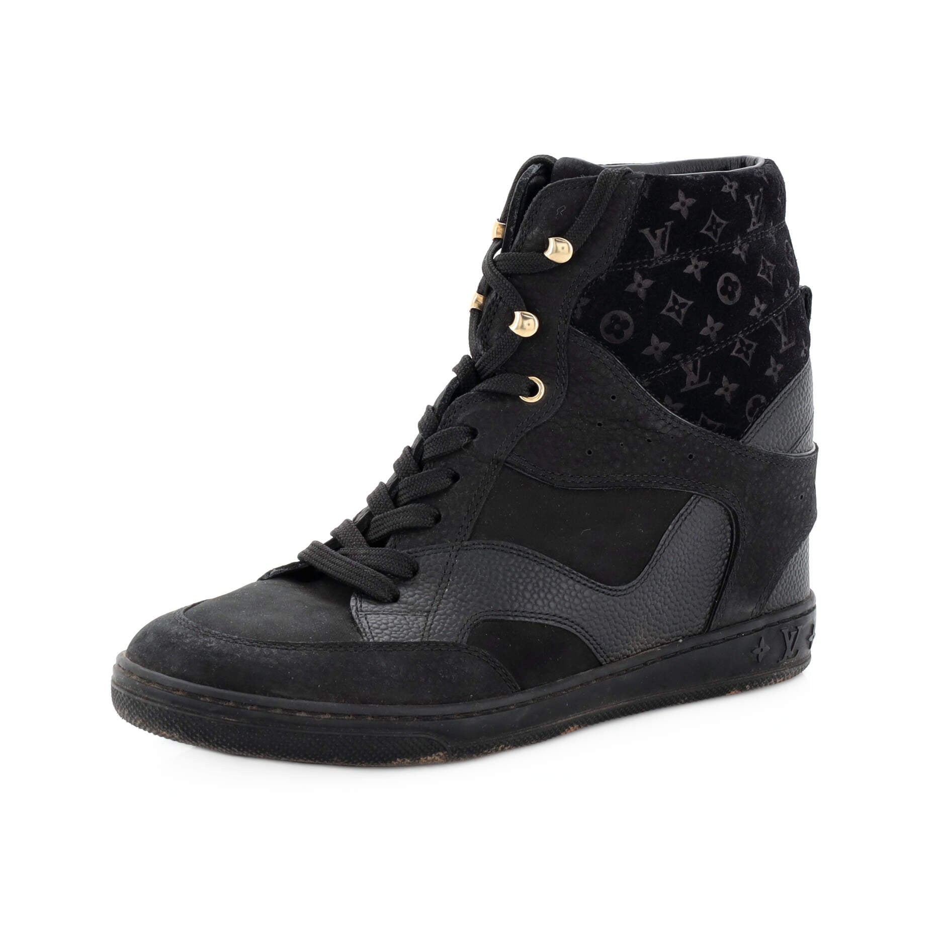 Pin by Free on Women's Louis Vuitton Black embossed Monogram High Top  Sneakers