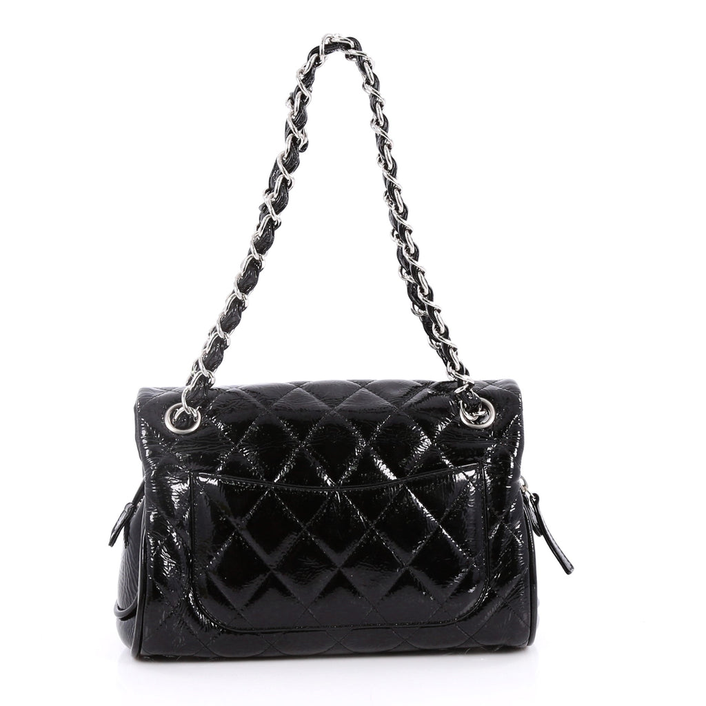 Buy Chanel CC Chain Zip Flap Bag Quilted Patent Small Black 2219803 – Rebag