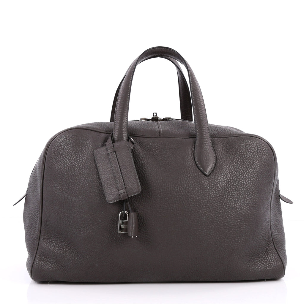 Buy Hermes Victoria Travel Bag Clemence 43 Gray 2220507 – Rebag
