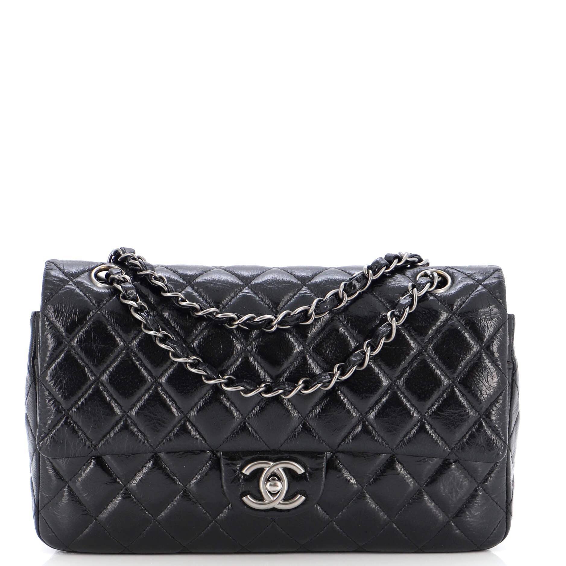 Chanel Black Chevron Quilted Medium lined Large CC Flap Bag Leather  ref.1035154 - Joli Closet