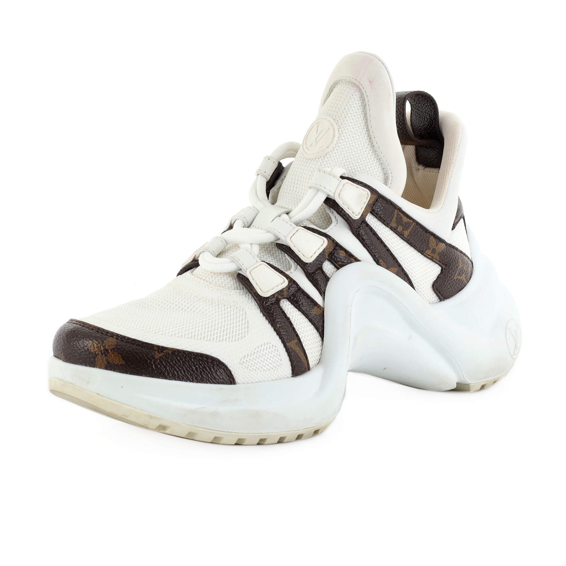 Louis Vuitton Silver/White Leather and Mesh Archlight Sneakers