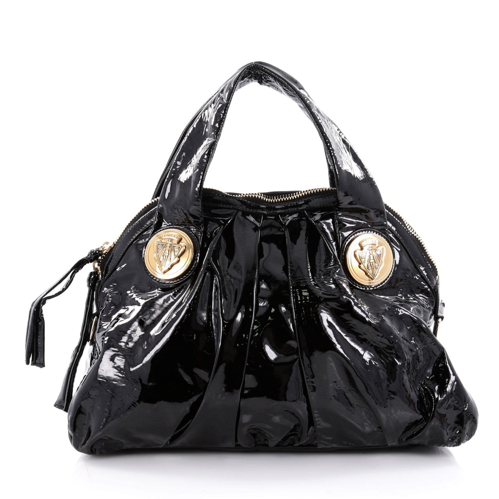Buy Gucci Hysteria Top Handle Bag Patent Leather Small Black 2242301