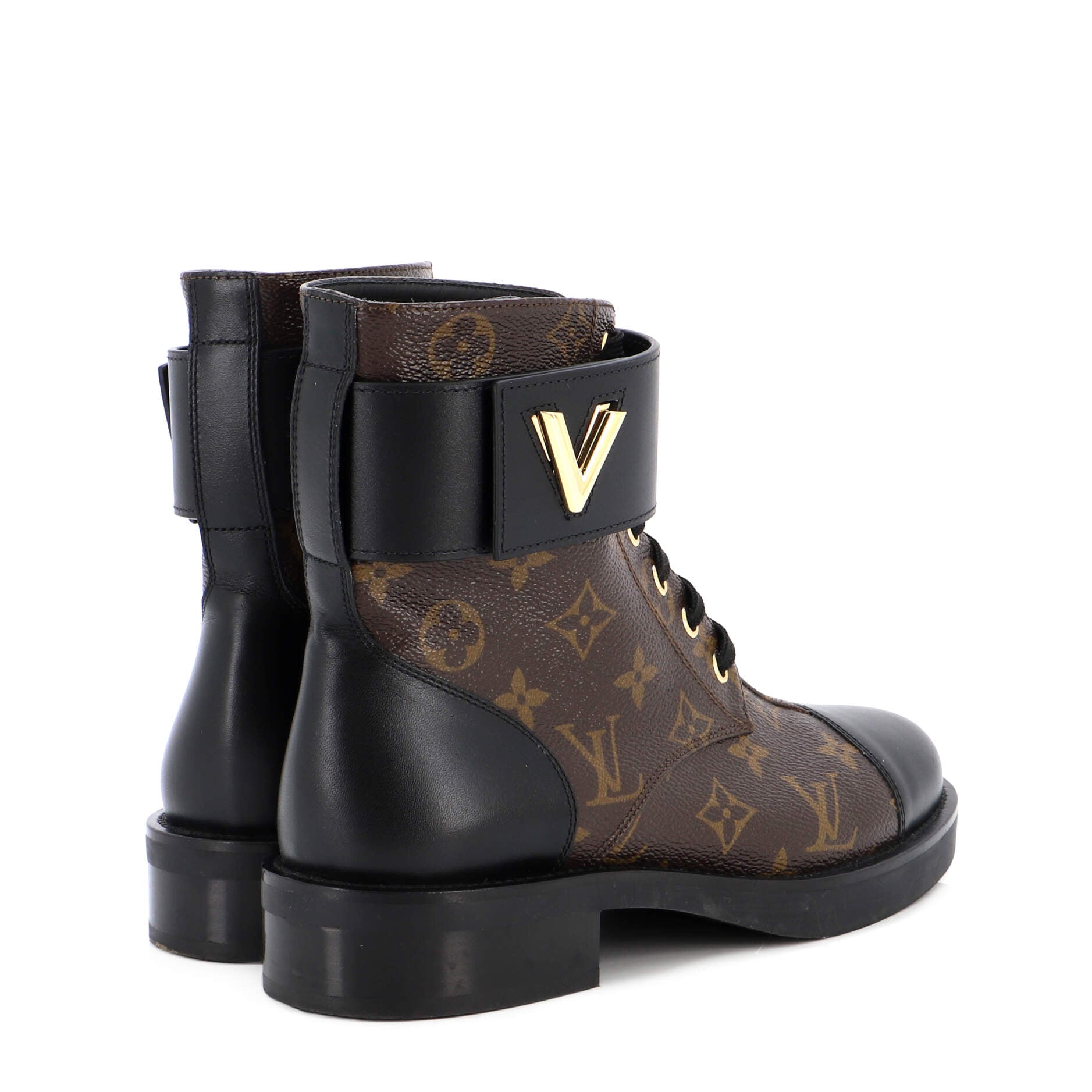 LOUIS VUITTON Wonderland Flat Ranger Patent Monogram Canvas Boot