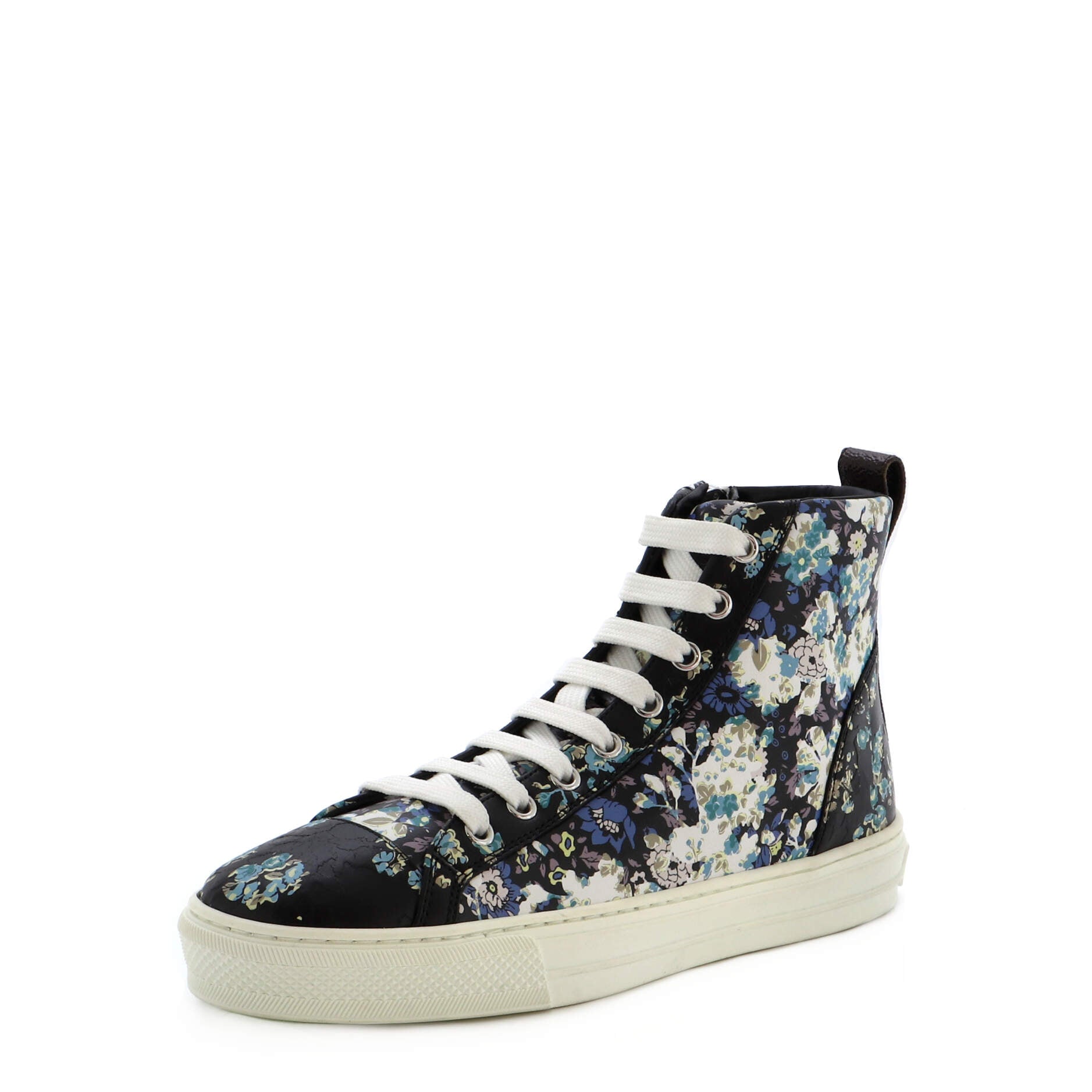 Women's Zip Up Sneaker Boots Floral Printed Leather