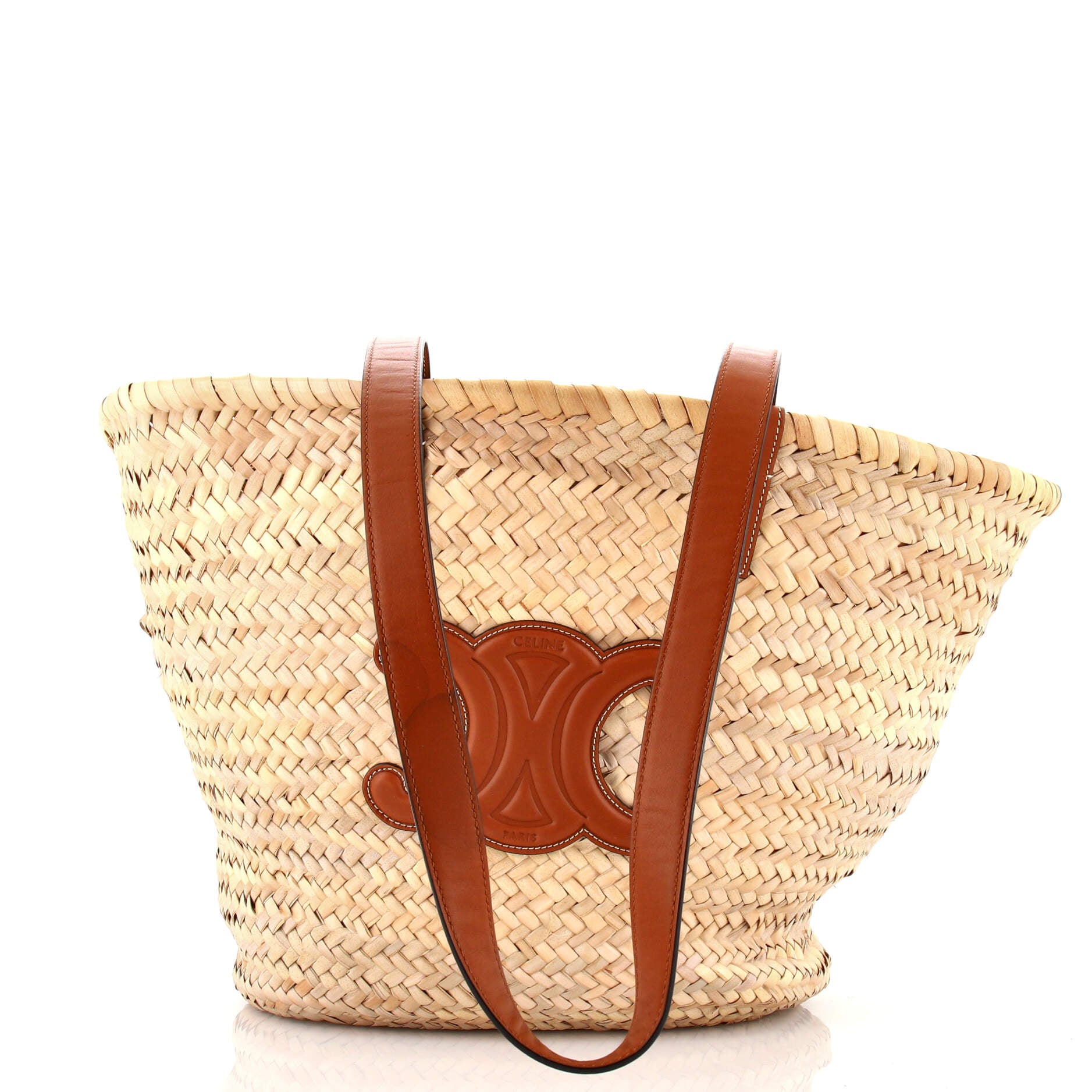 Celine 2019 Medium Triomphe Classic Panier Raffia Tote - Brown