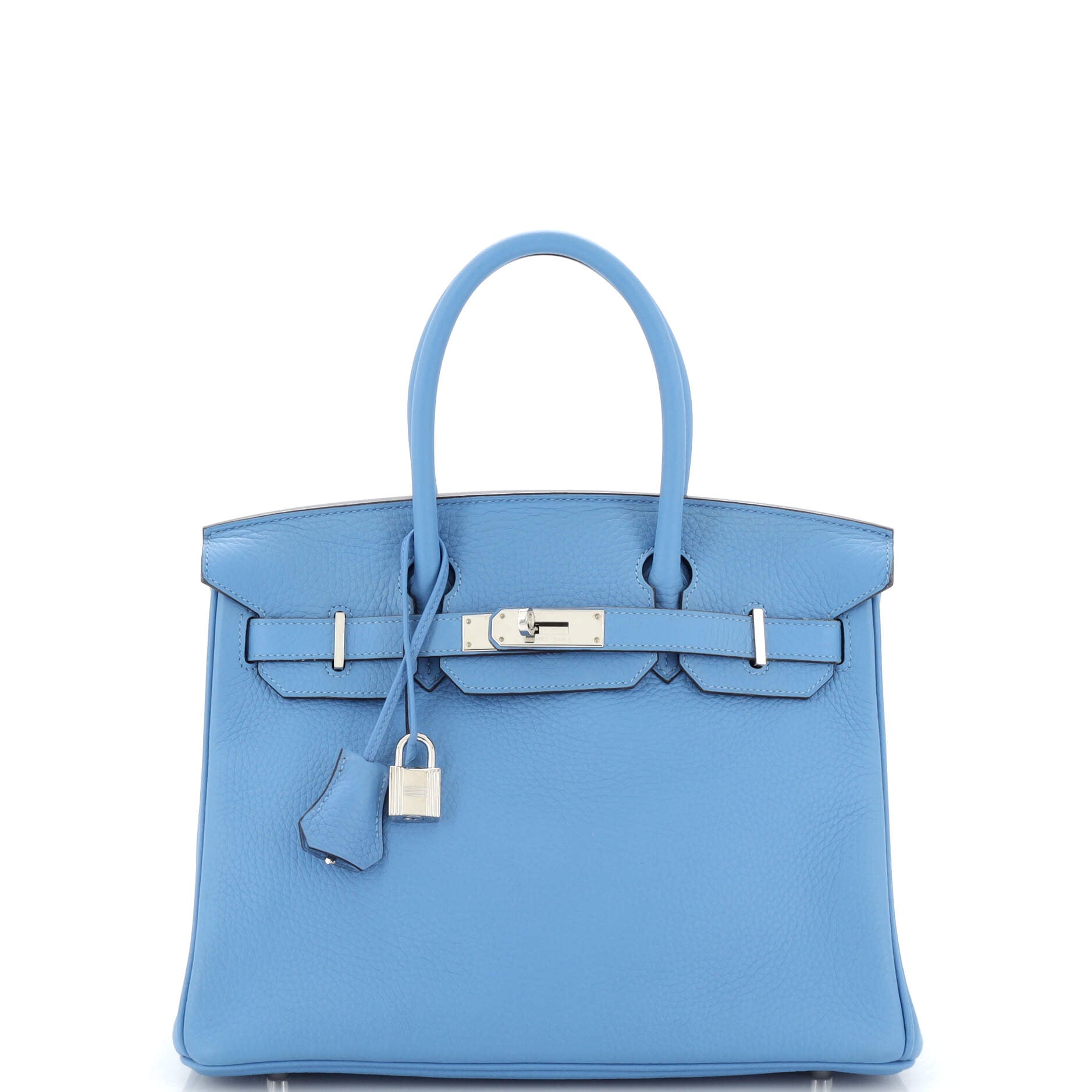 Hermes Birkin 30 Bag Blue Celeste Epsom Palladium Hardware New