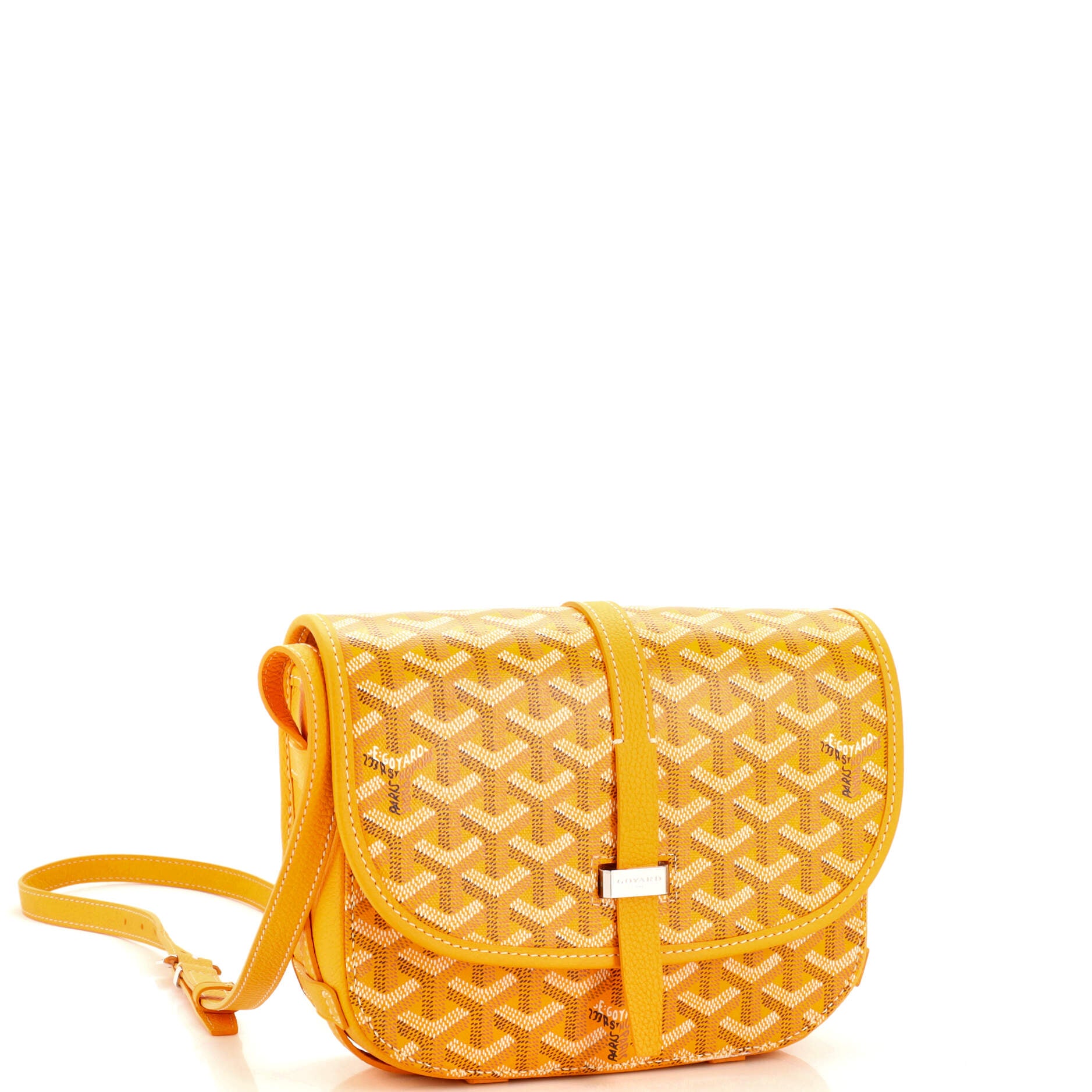 GOYARD Belvedere PM Goyardine Chevron Canvas Messenger Bag Yellow