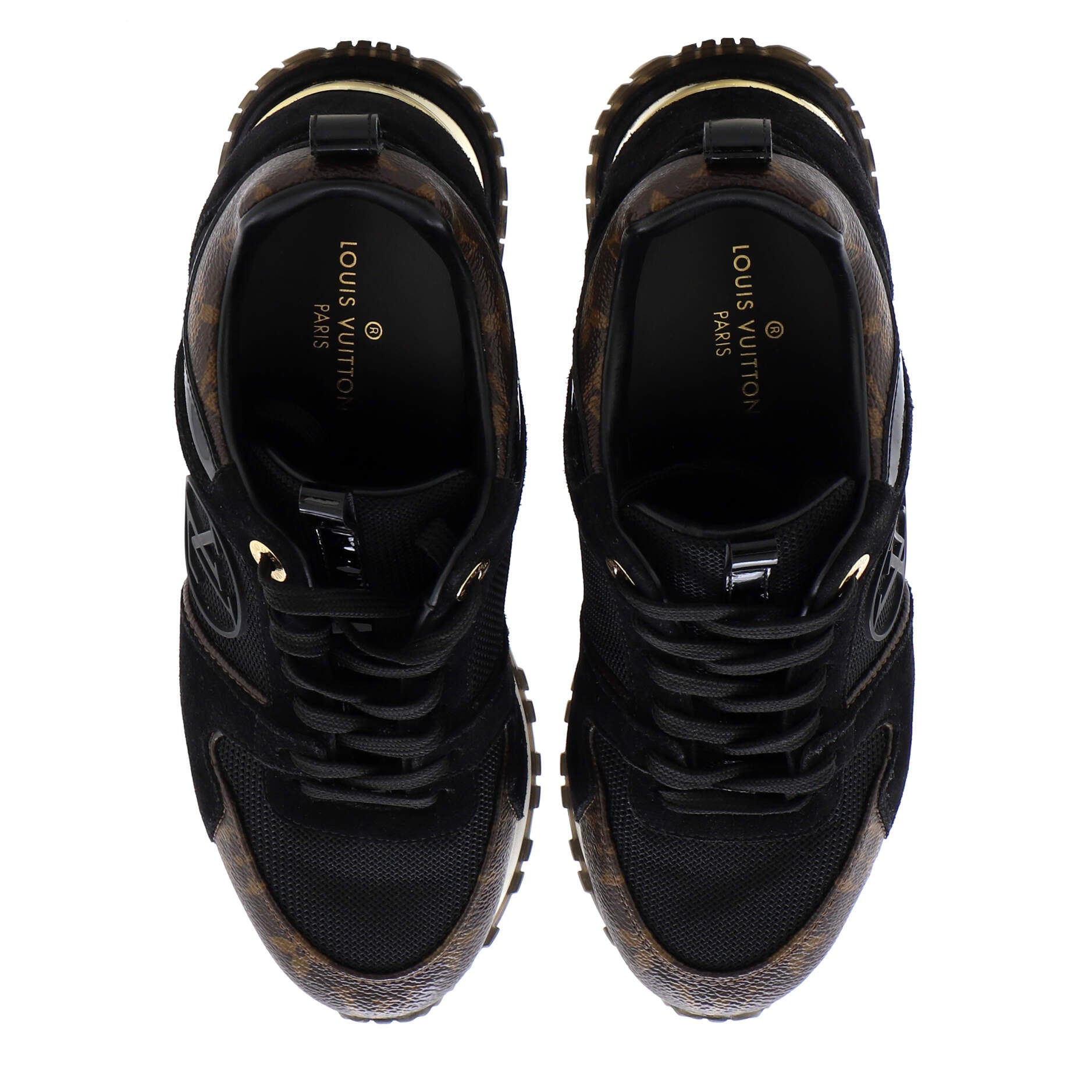 Louis Vuitton Black/Gold Suede And Leather Run Away Sneakers Size