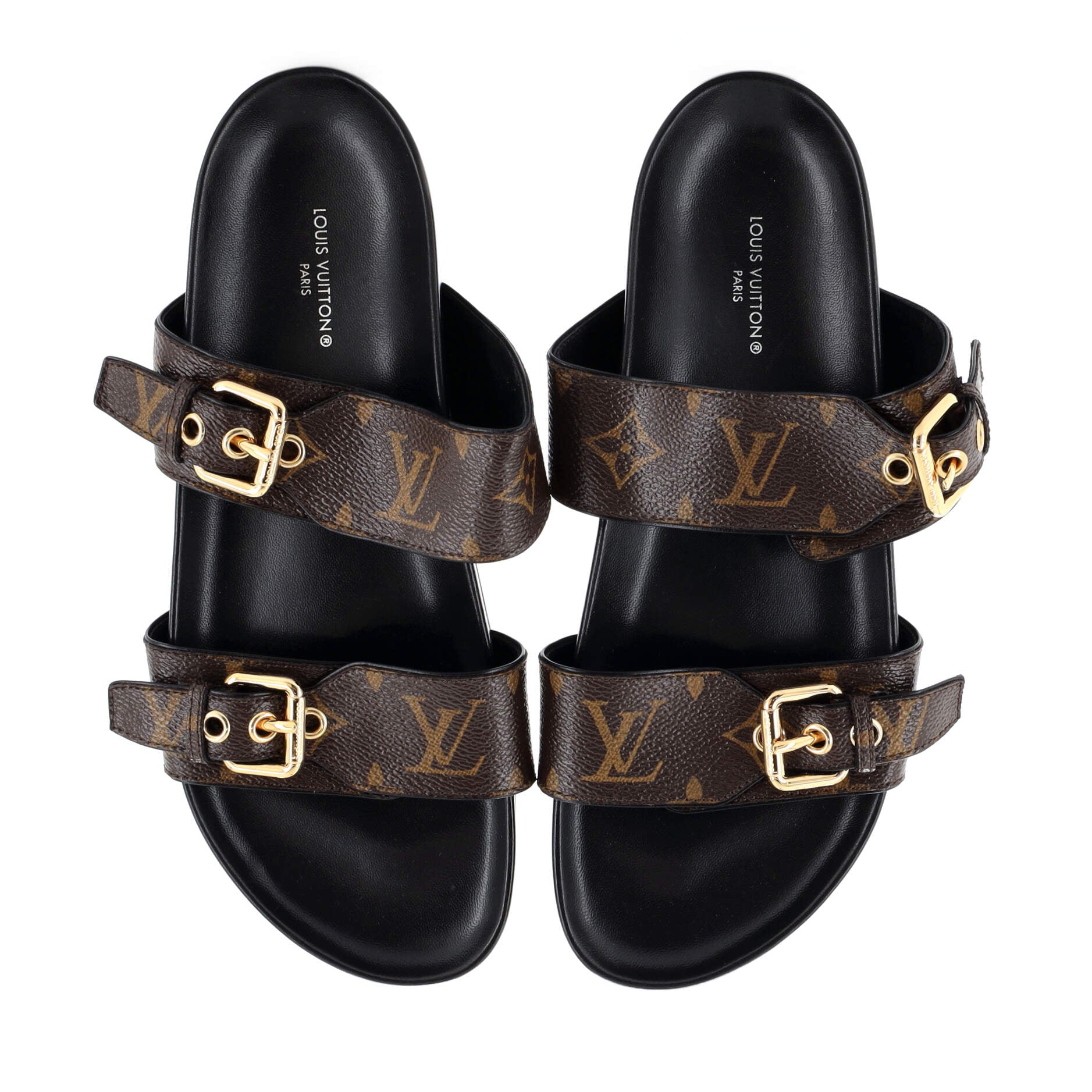 Louis Vuitton Women's Monogram Escale Lock It Mules Sandals Slides