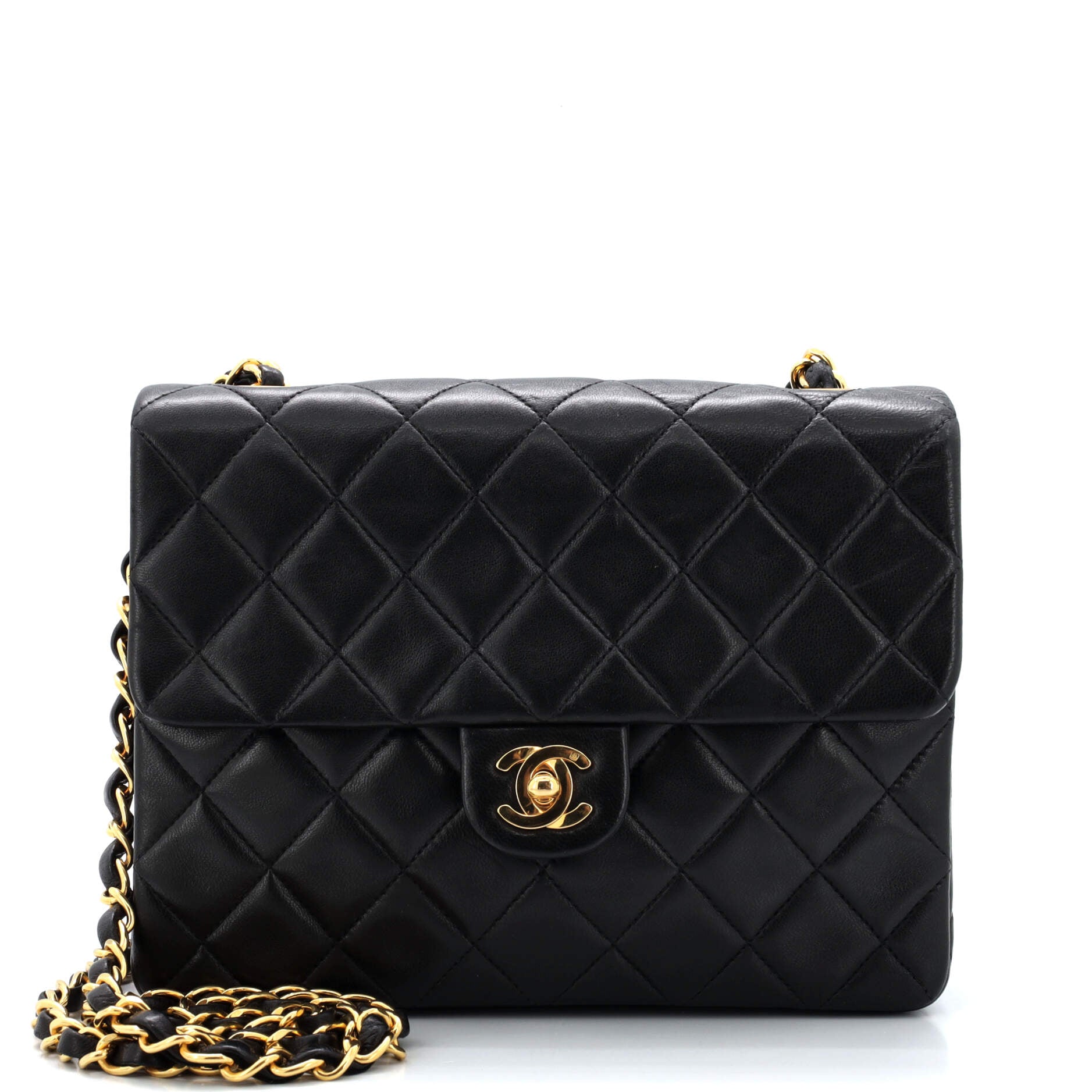 Chanel Black Quilted Lambskin Mini Medallion Single Flap Bag Gold
