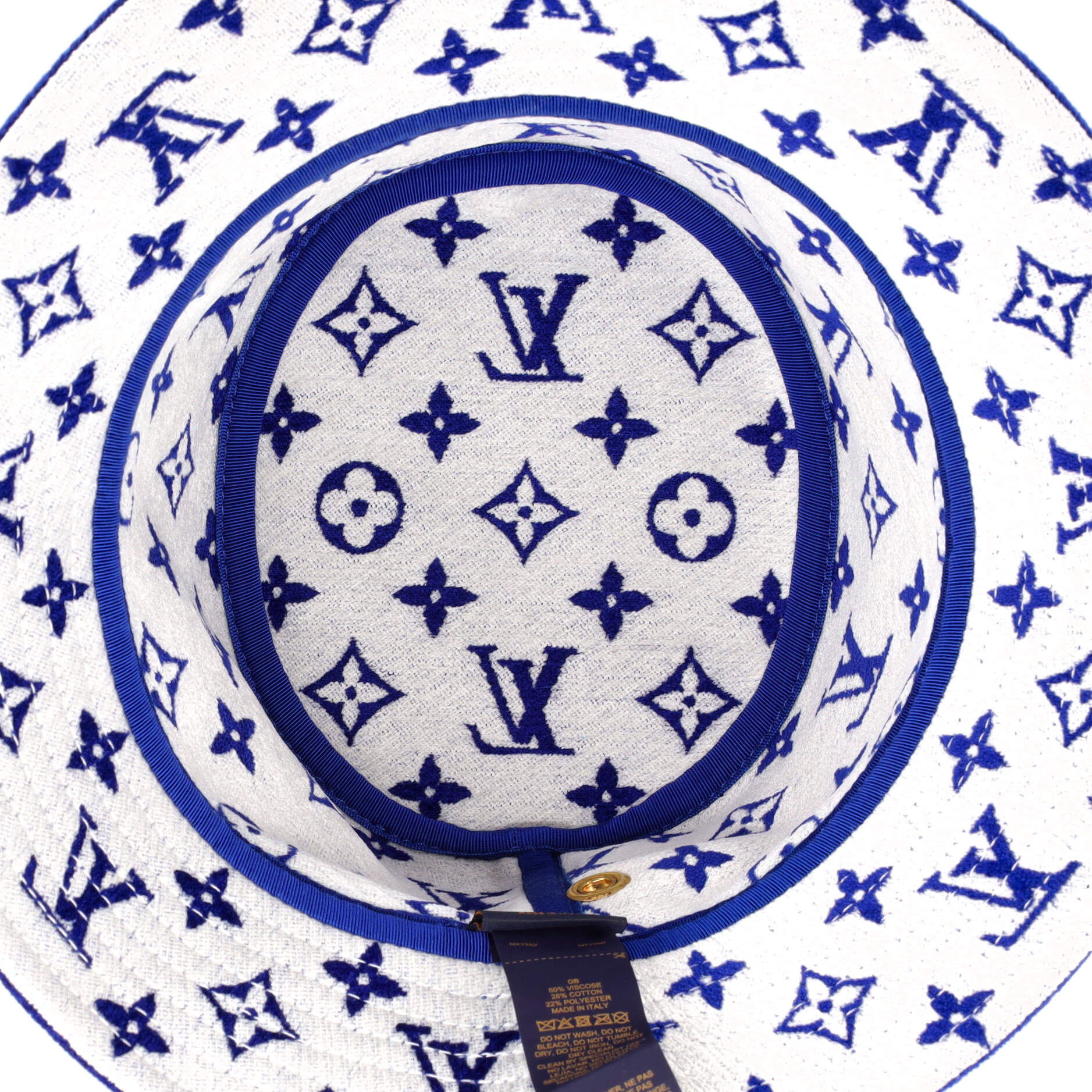 LOUIS VUITTON Calfskin Raffia Monogram Strawgram Visor Blue 1268711