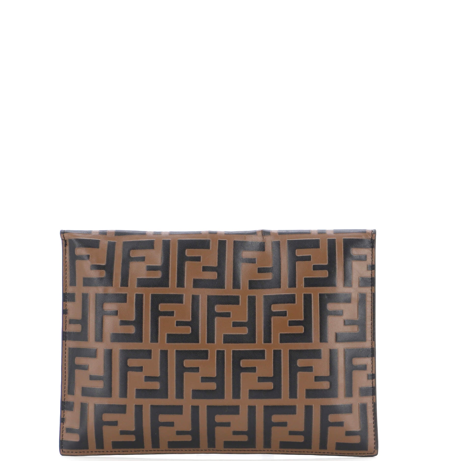 FF Flat Pouch Large - Brown shearling pouch