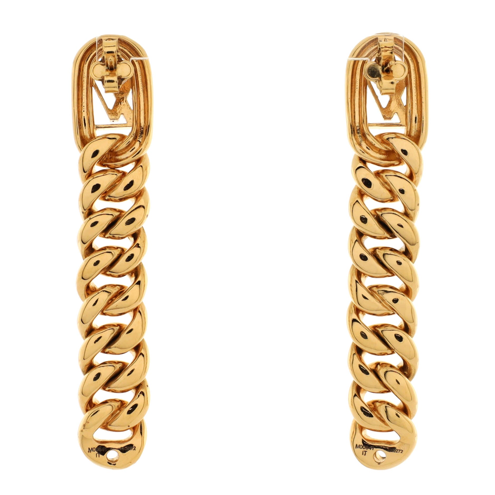 Shop Louis Vuitton Lv volt curb chain earrings, yellow gold