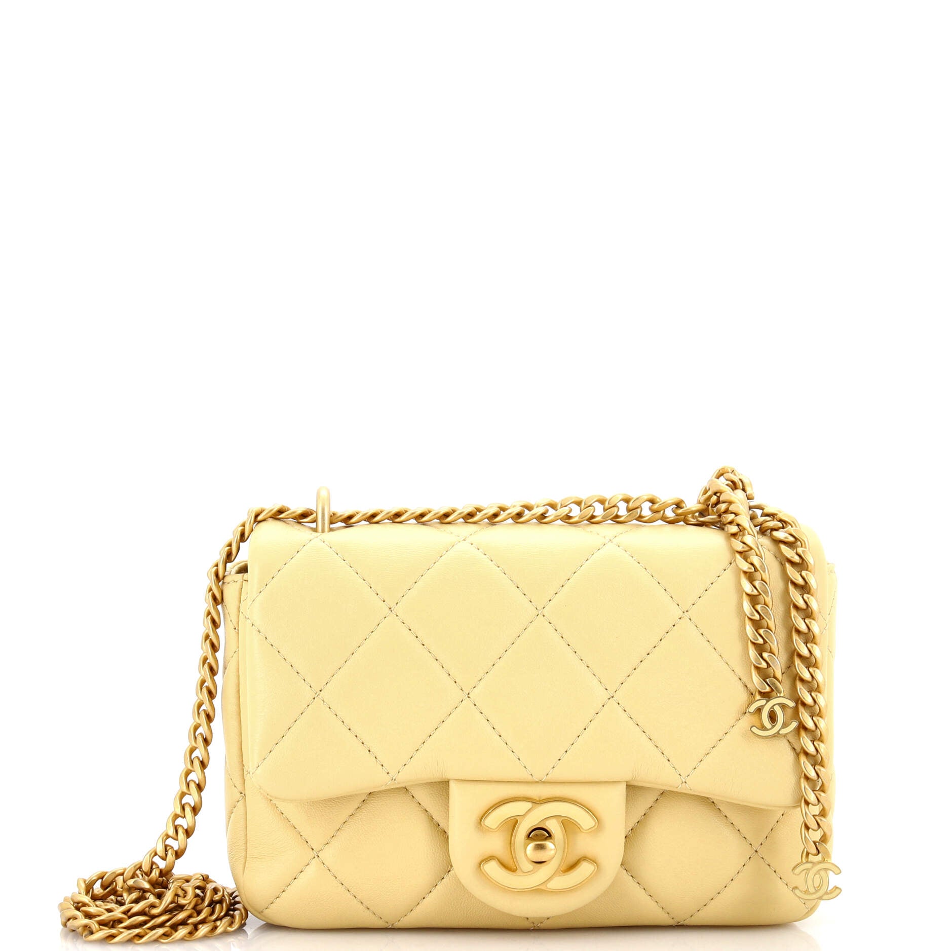 Chanel Pearl Crush Mini Square Flap Bag Lambskin Grey GHW