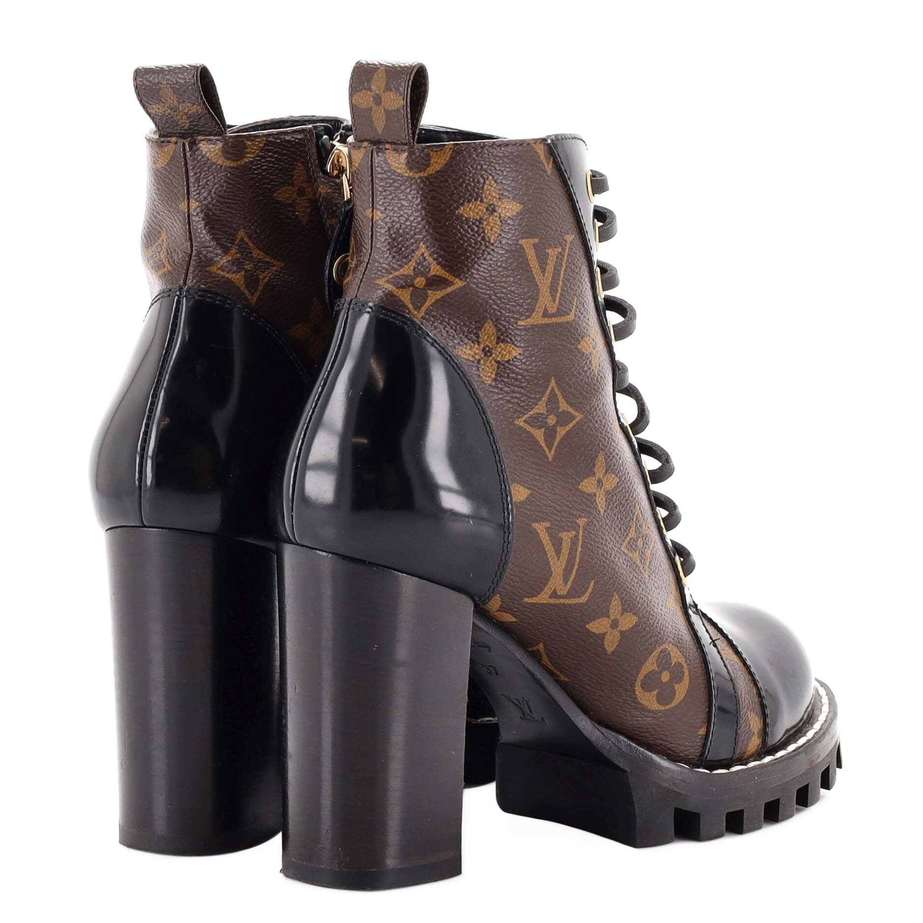 Louis Vuitton Women's Star Trail Ankle Boots Monogram Canvas with Patent  Black 2354611