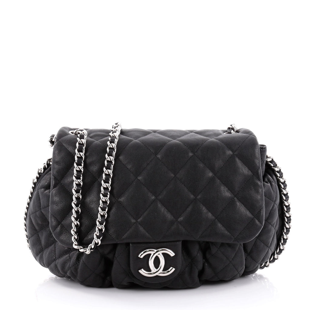 Buy Chanel Chain Around Flap Bag Quilted Leather Large Black 2272702 – Trendlee